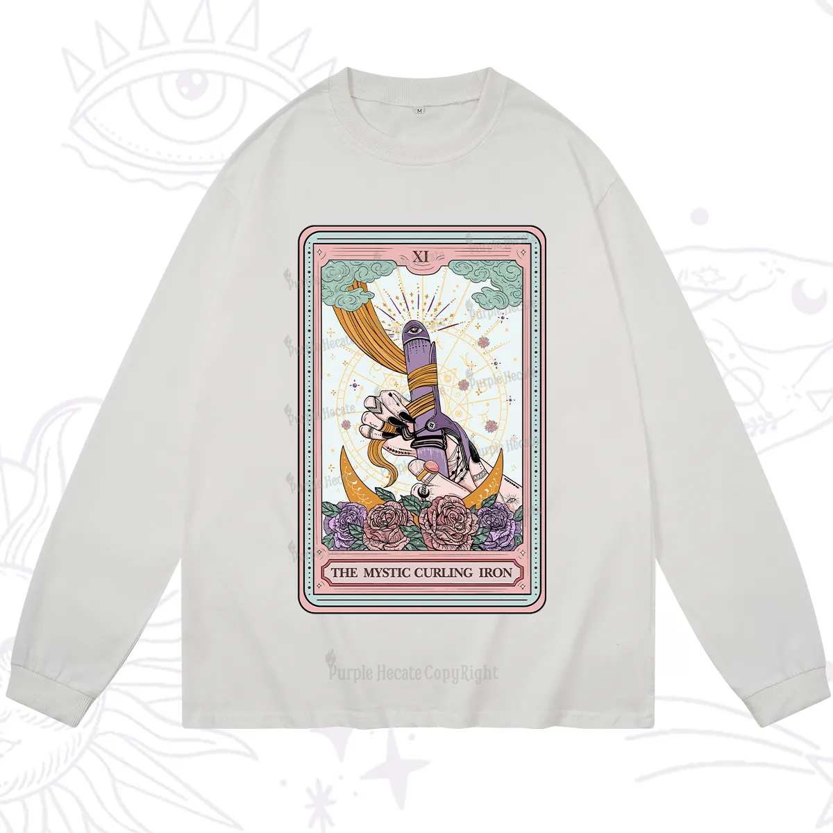 Purplehecate The Mystic Curling Iron Tarot Long Sleeve T-Shirt