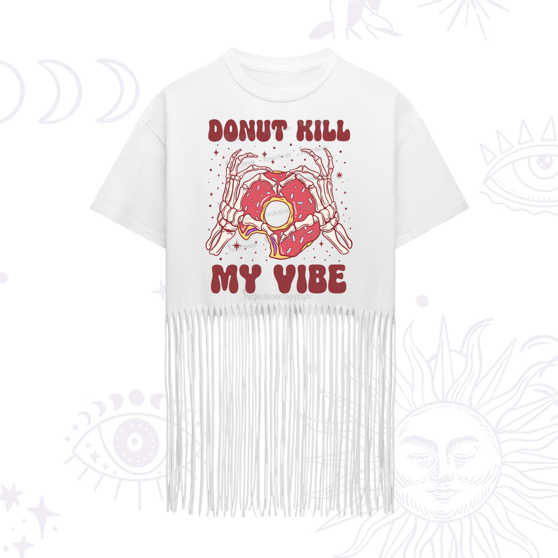 Purplehecate Donut Kill My Vibe Fringe Hem T-Shirt