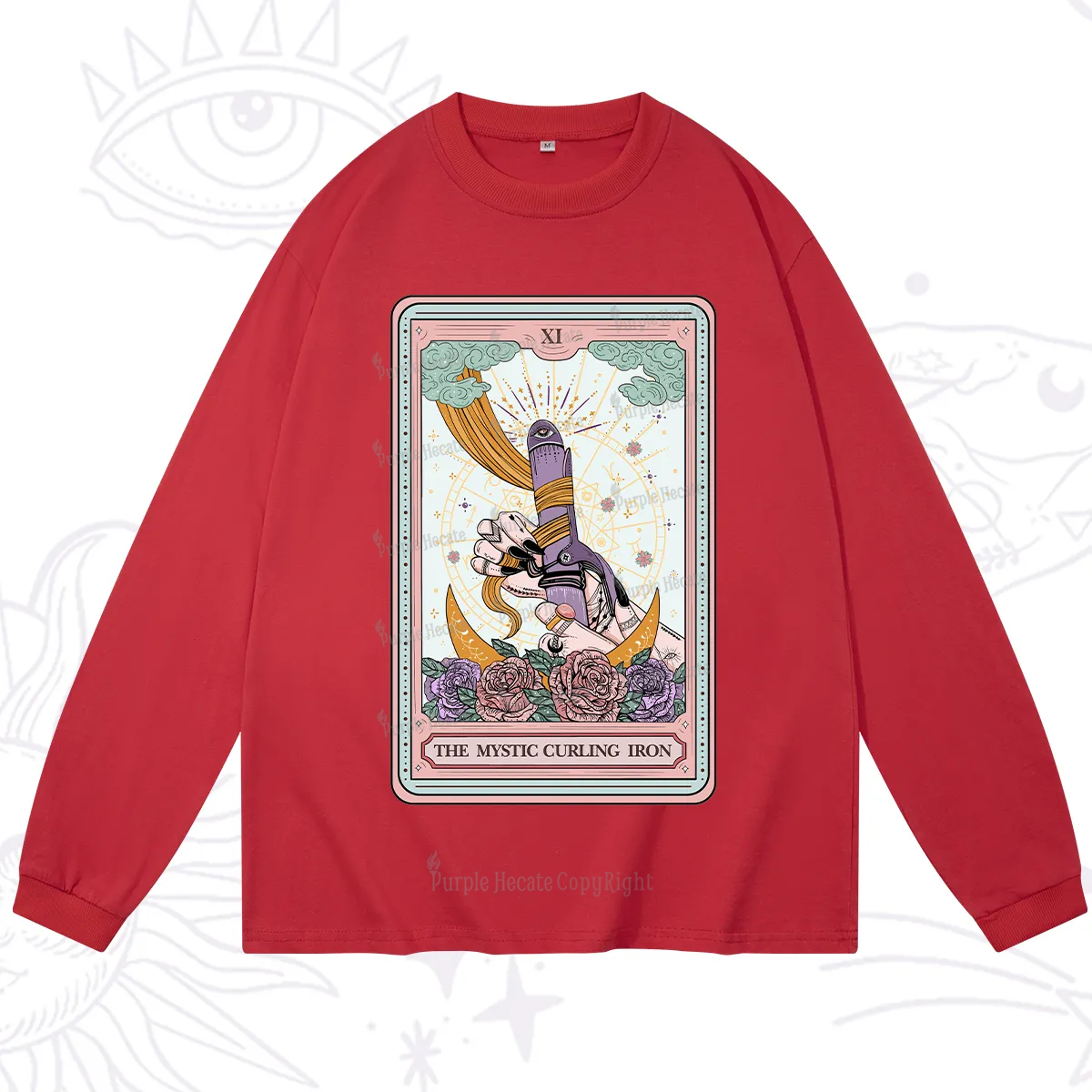 Purplehecate The Mystic Curling Iron Tarot Long Sleeve T-Shirt
