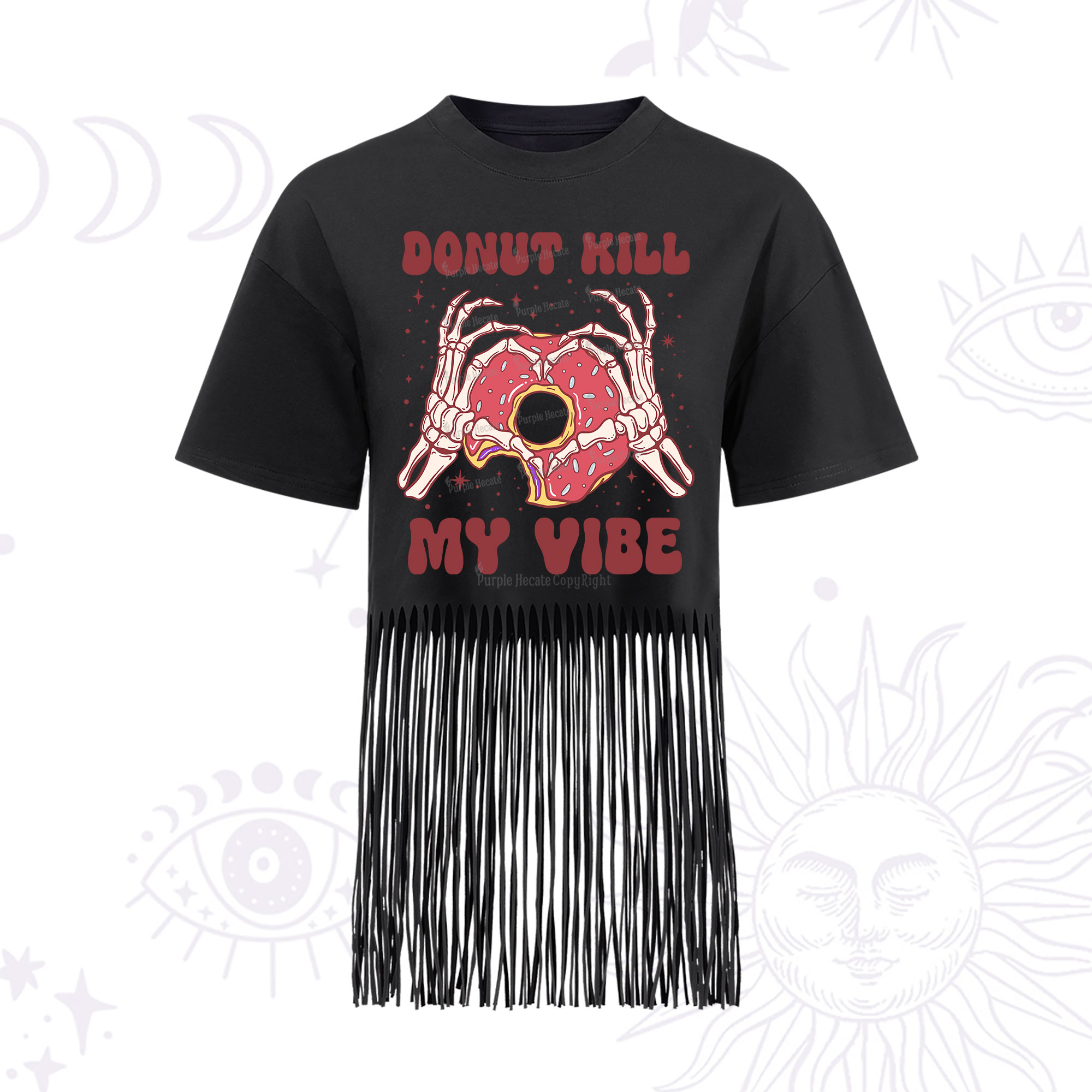 Purplehecate Donut Kill My Vibe Fringe Hem T-Shirt