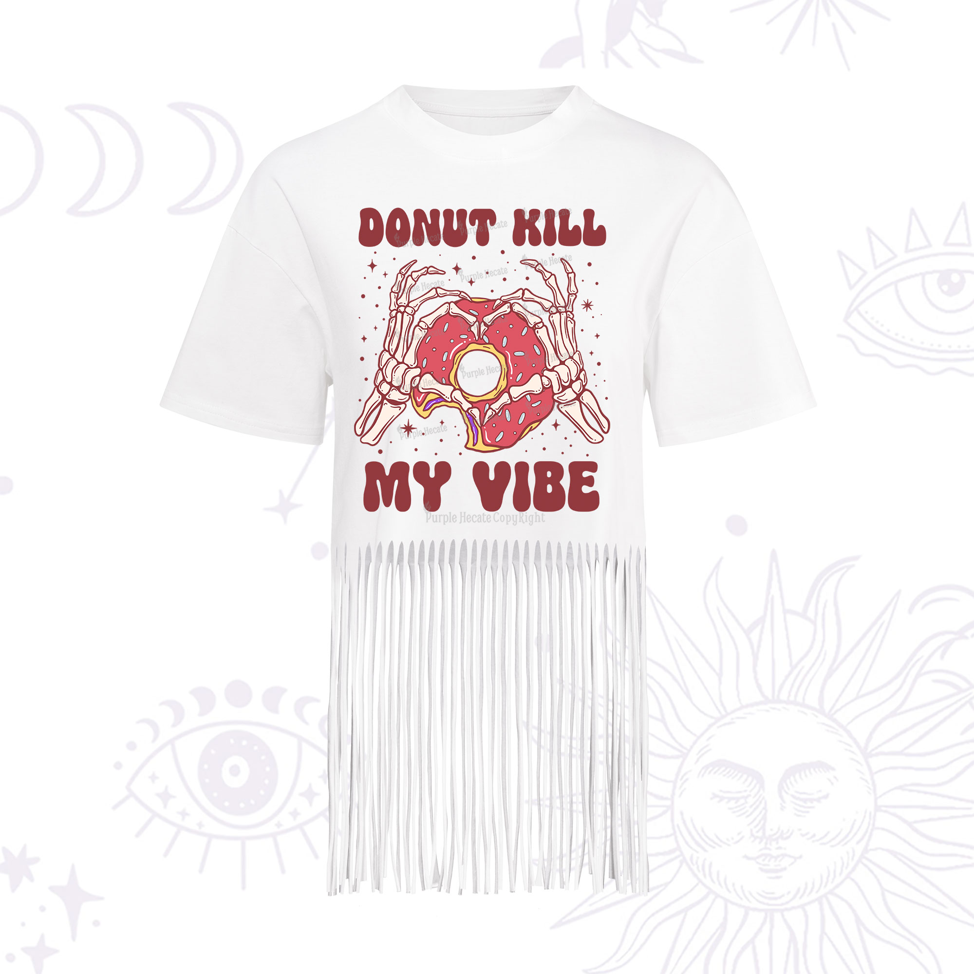 Purplehecate Donut Kill My Vibe Fringe Hem T-Shirt