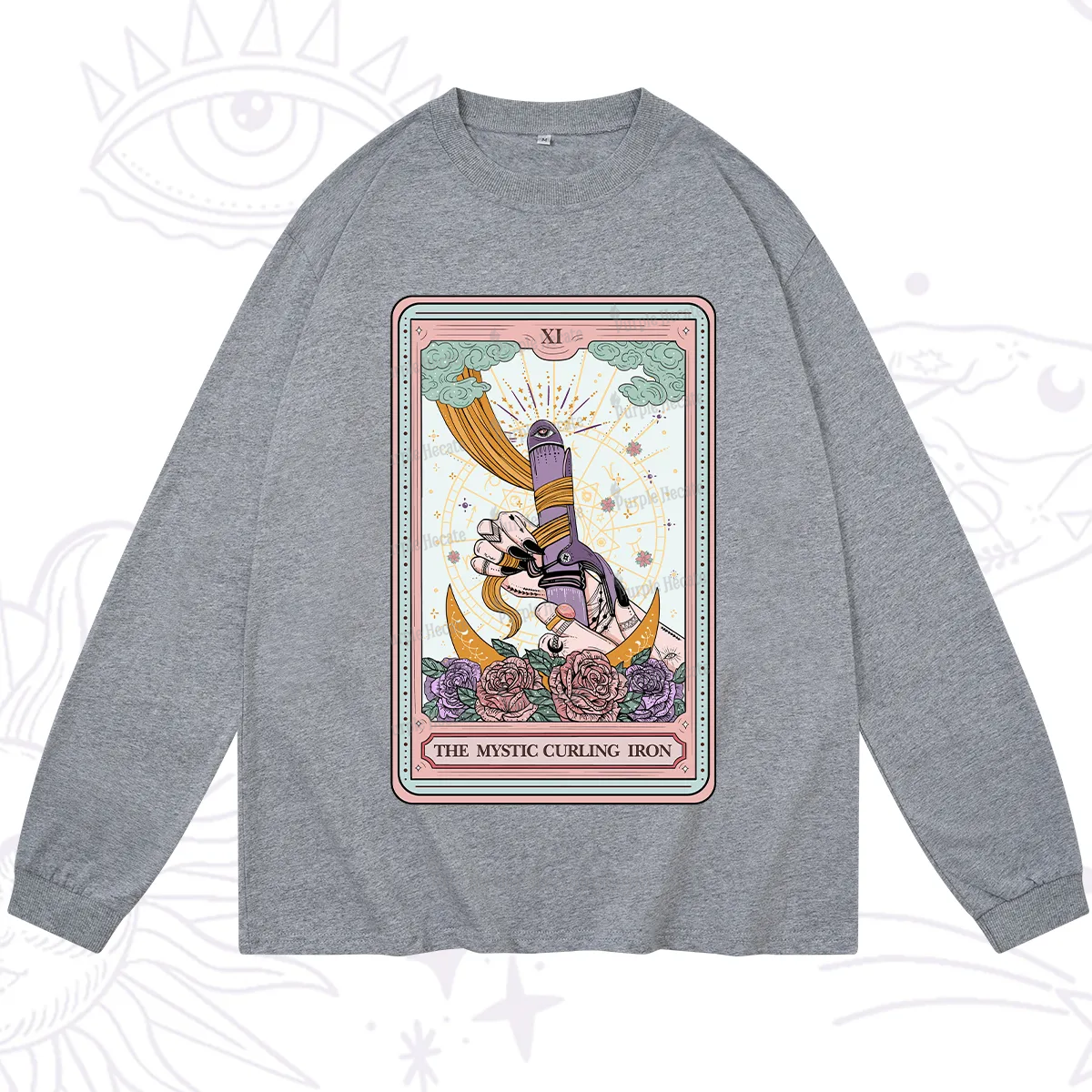Purplehecate The Mystic Curling Iron Tarot Long Sleeve T-Shirt
