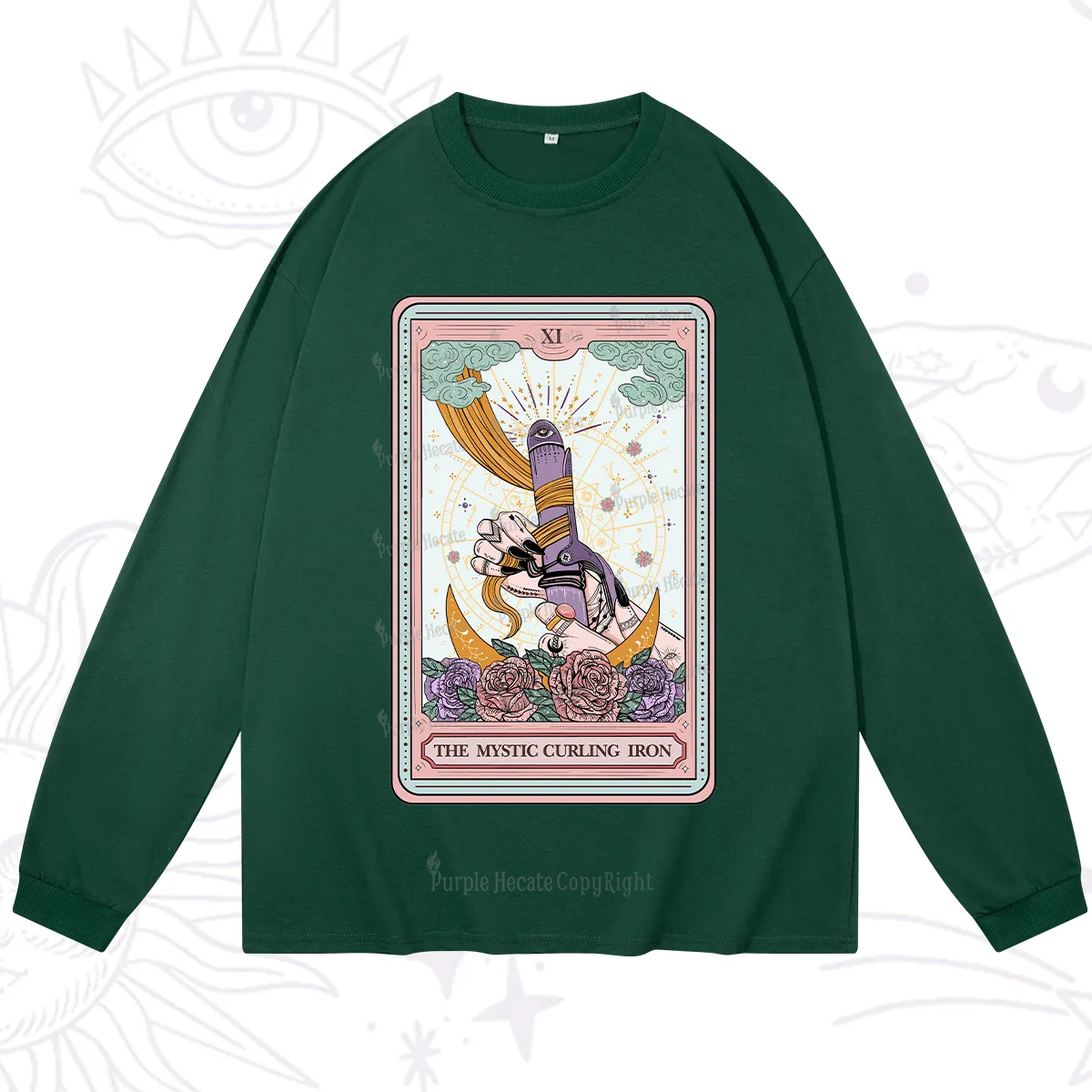 Purplehecate The Mystic Curling Iron Tarot Long Sleeve T-Shirt