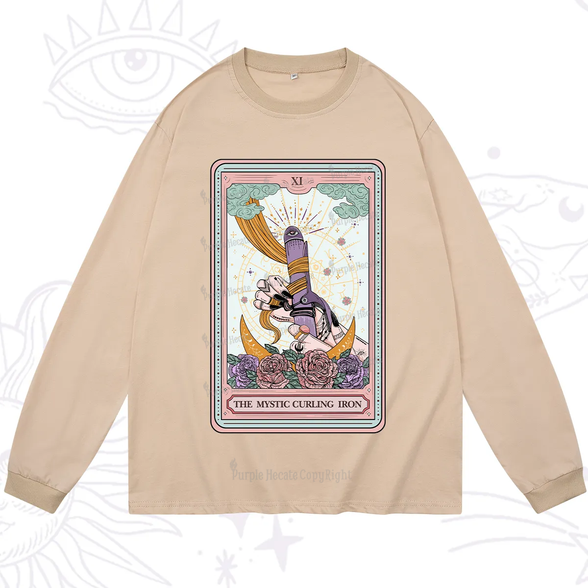 Purplehecate The Mystic Curling Iron Tarot Long Sleeve T-Shirt