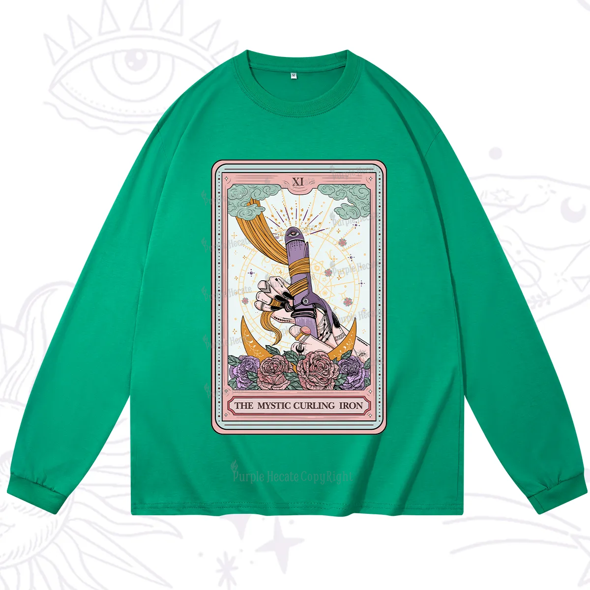 Purplehecate The Mystic Curling Iron Tarot Long Sleeve T-Shirt