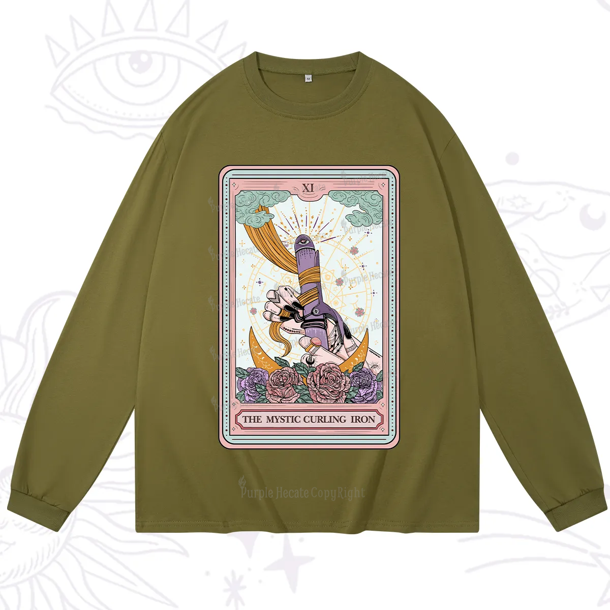 Purplehecate The Mystic Curling Iron Tarot Long Sleeve T-Shirt