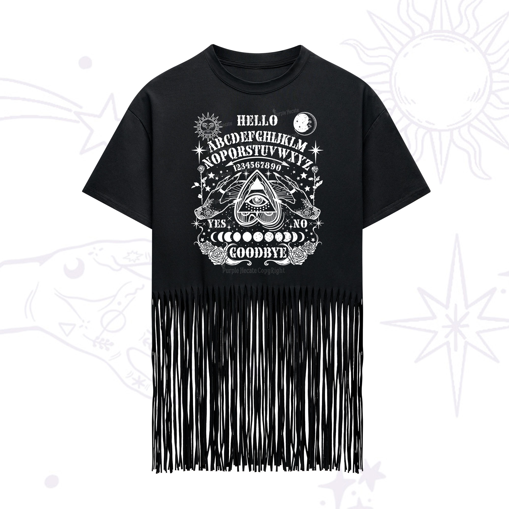 Purplehecate Hello Goodbye Fringe Hem T-Shirt