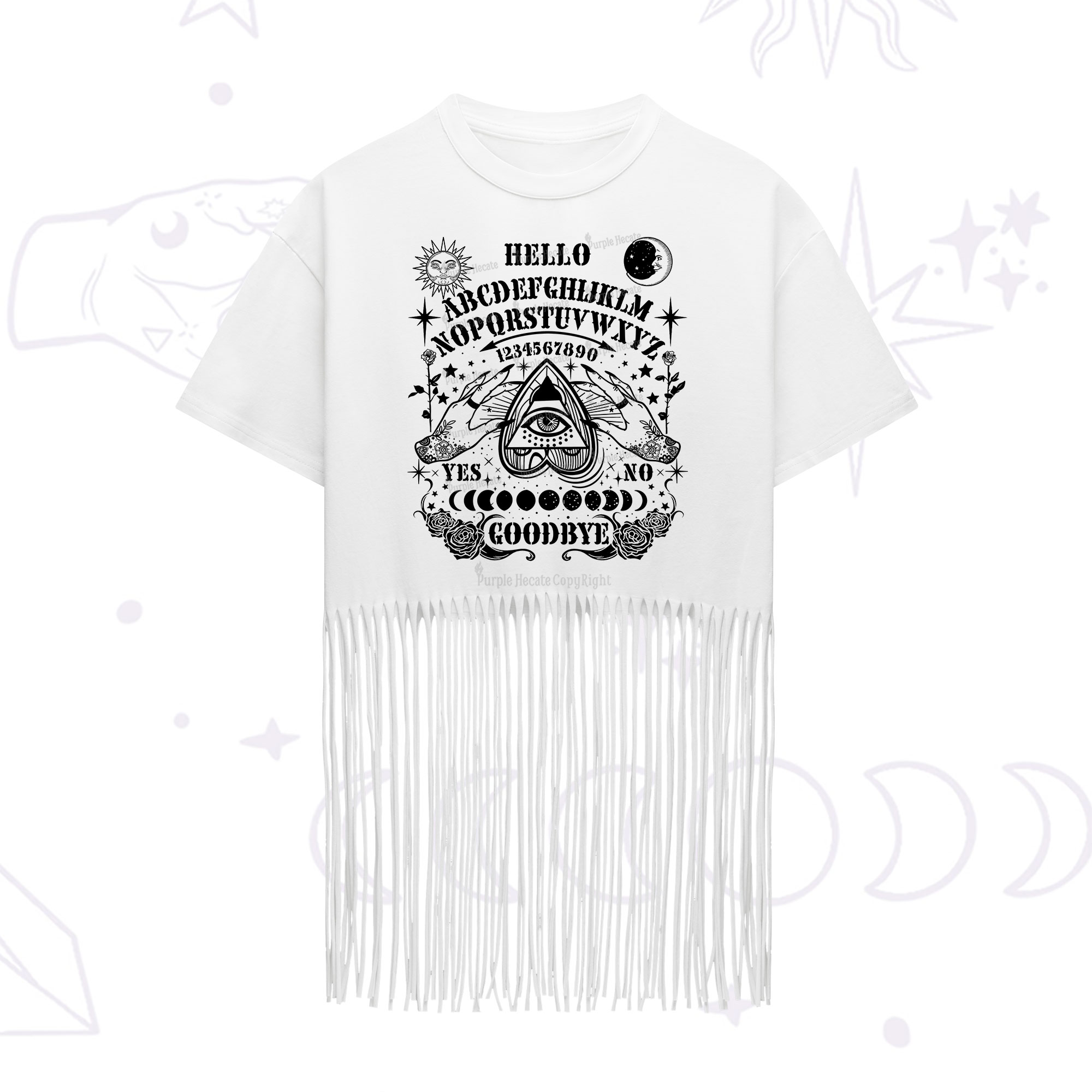 Purplehecate Hello Goodbye Fringe Hem T-Shirt