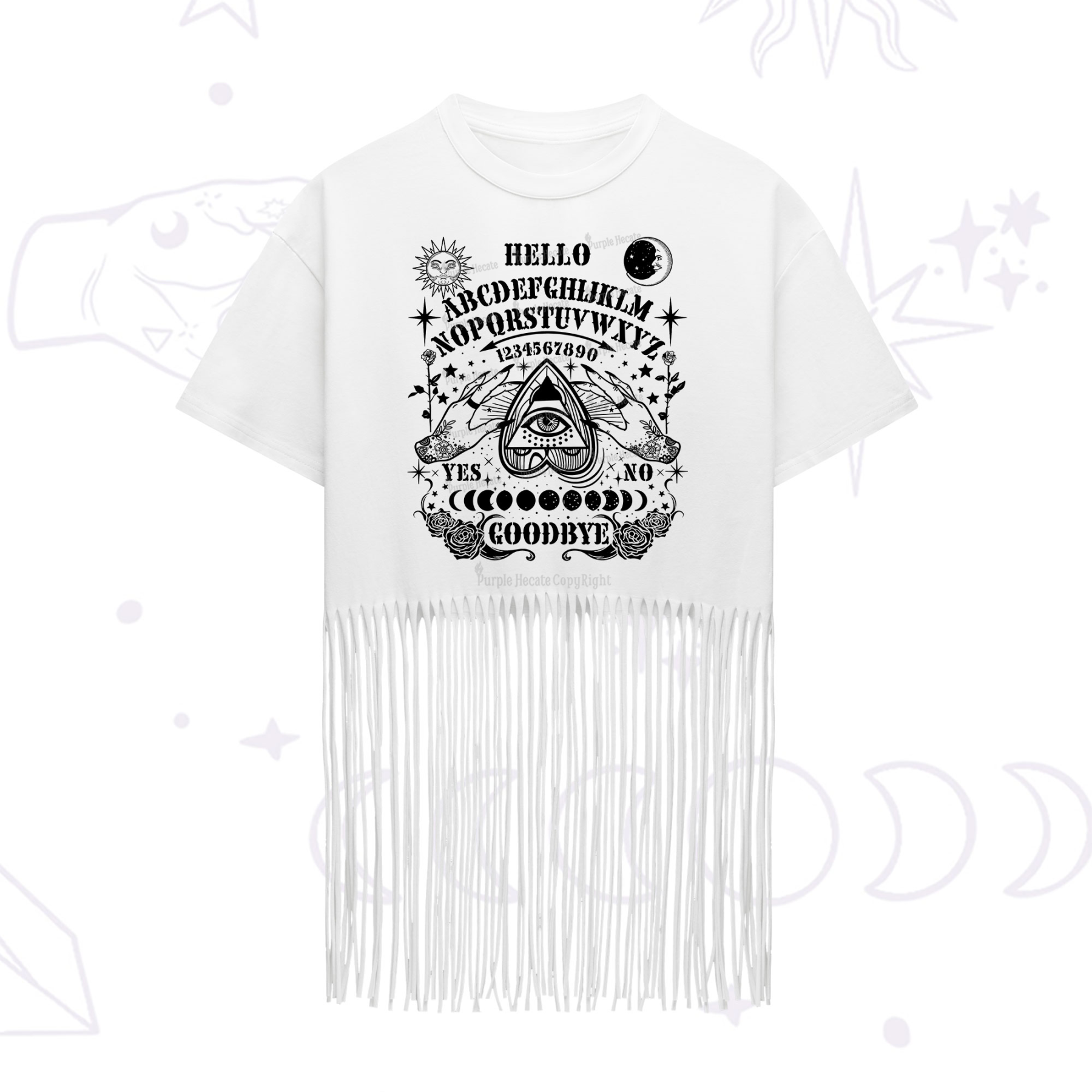 Purplehecate Hello Goodbye Fringe Hem T-Shirt