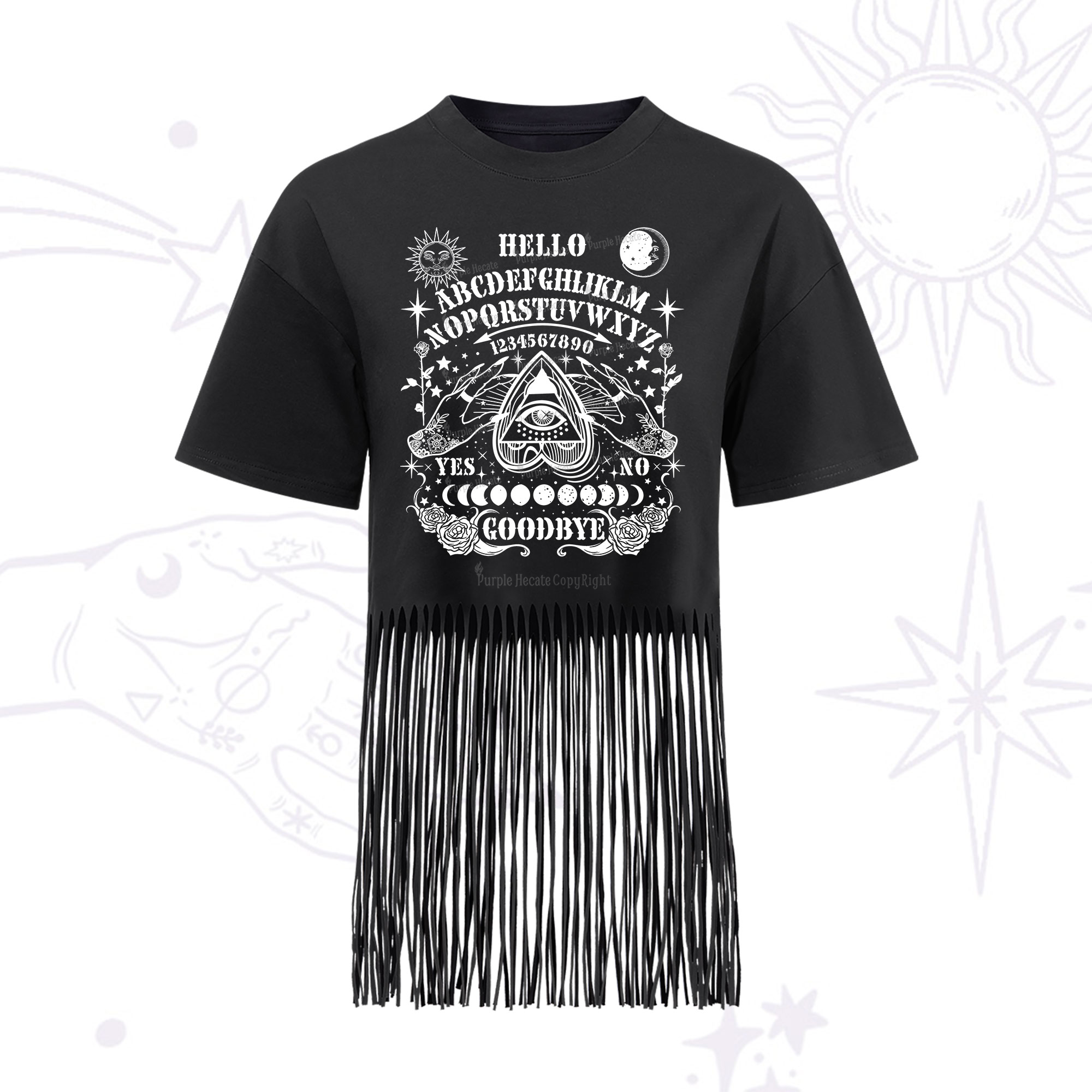 Purplehecate Hello Goodbye Fringe Hem T-Shirt
