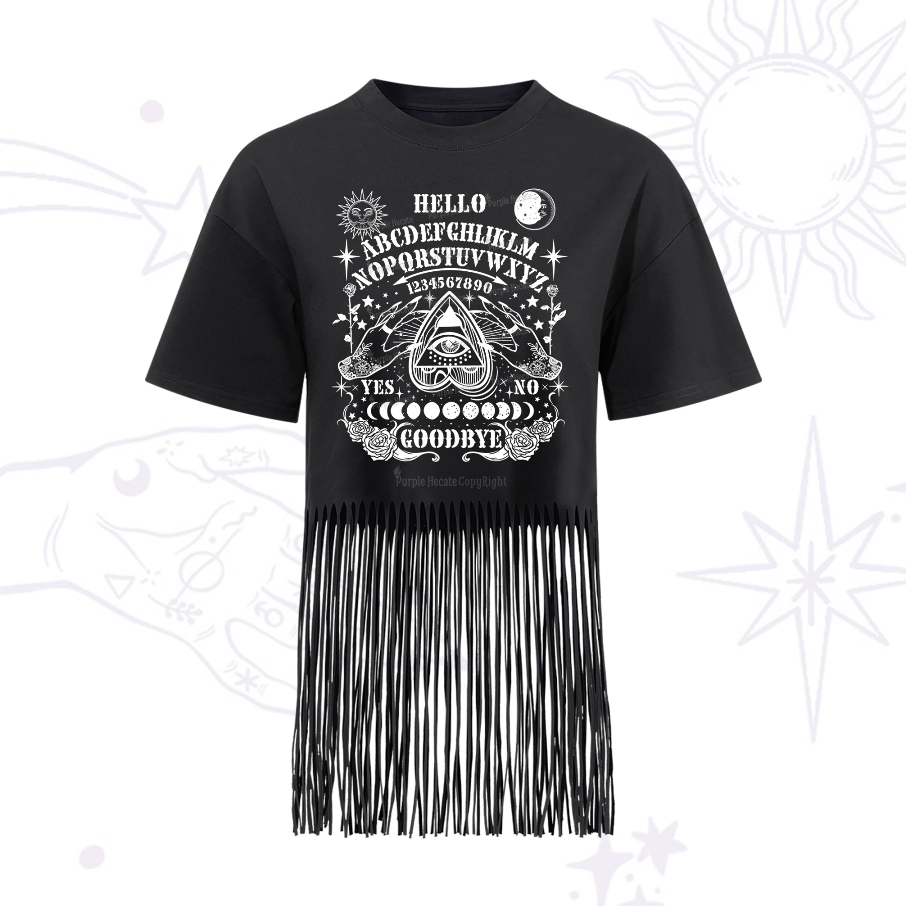 Purplehecate Hello Goodbye Fringe Hem T-Shirt