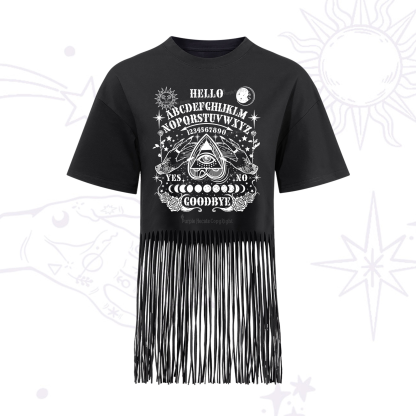 Purplehecate Hello Goodbye Fringe Hem T-Shirt