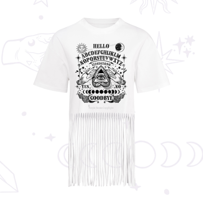 Purplehecate Hello Goodbye Fringe Hem T-Shirt