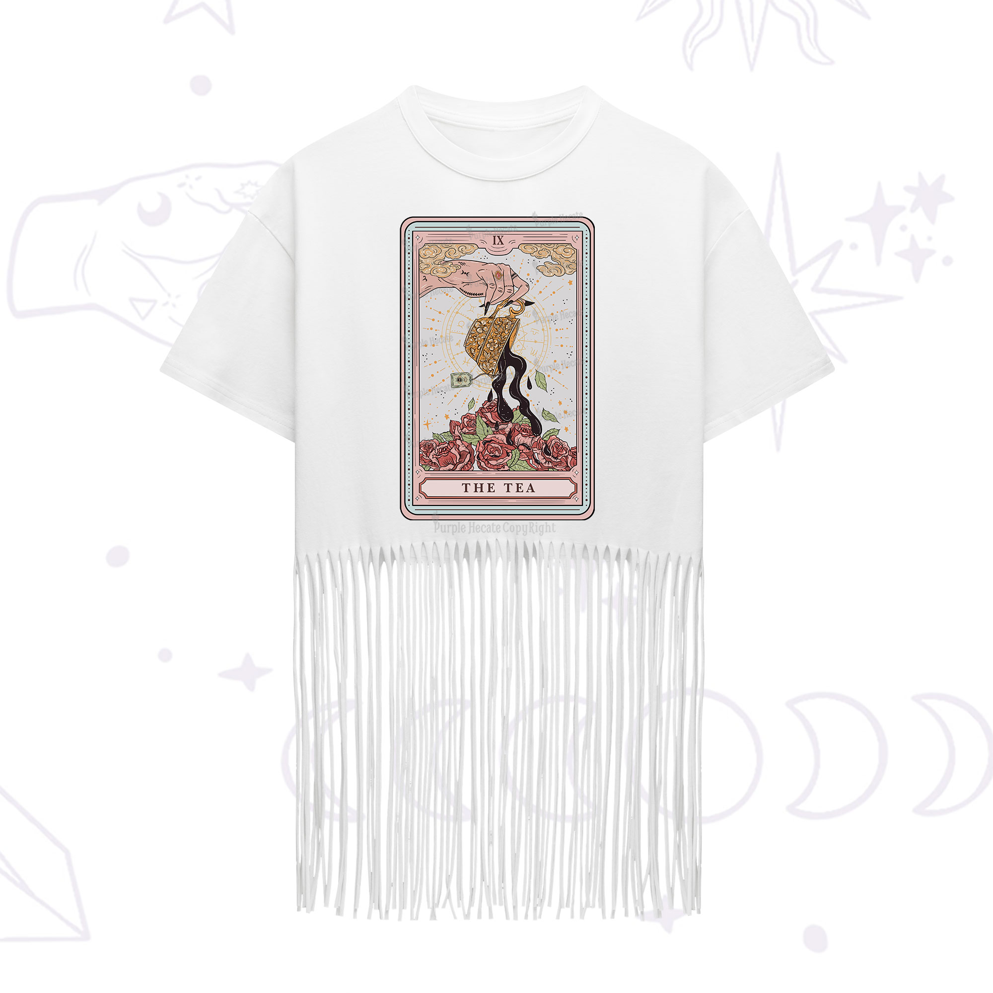 Purplehecate The Tea Food Tarot Fringe Hem T-Shirt