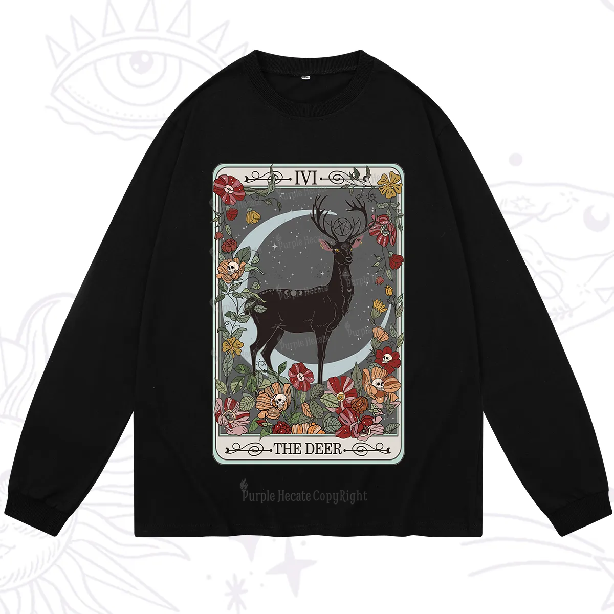 Purplehecate The Deer Tarot Long Sleeve T-Shirt