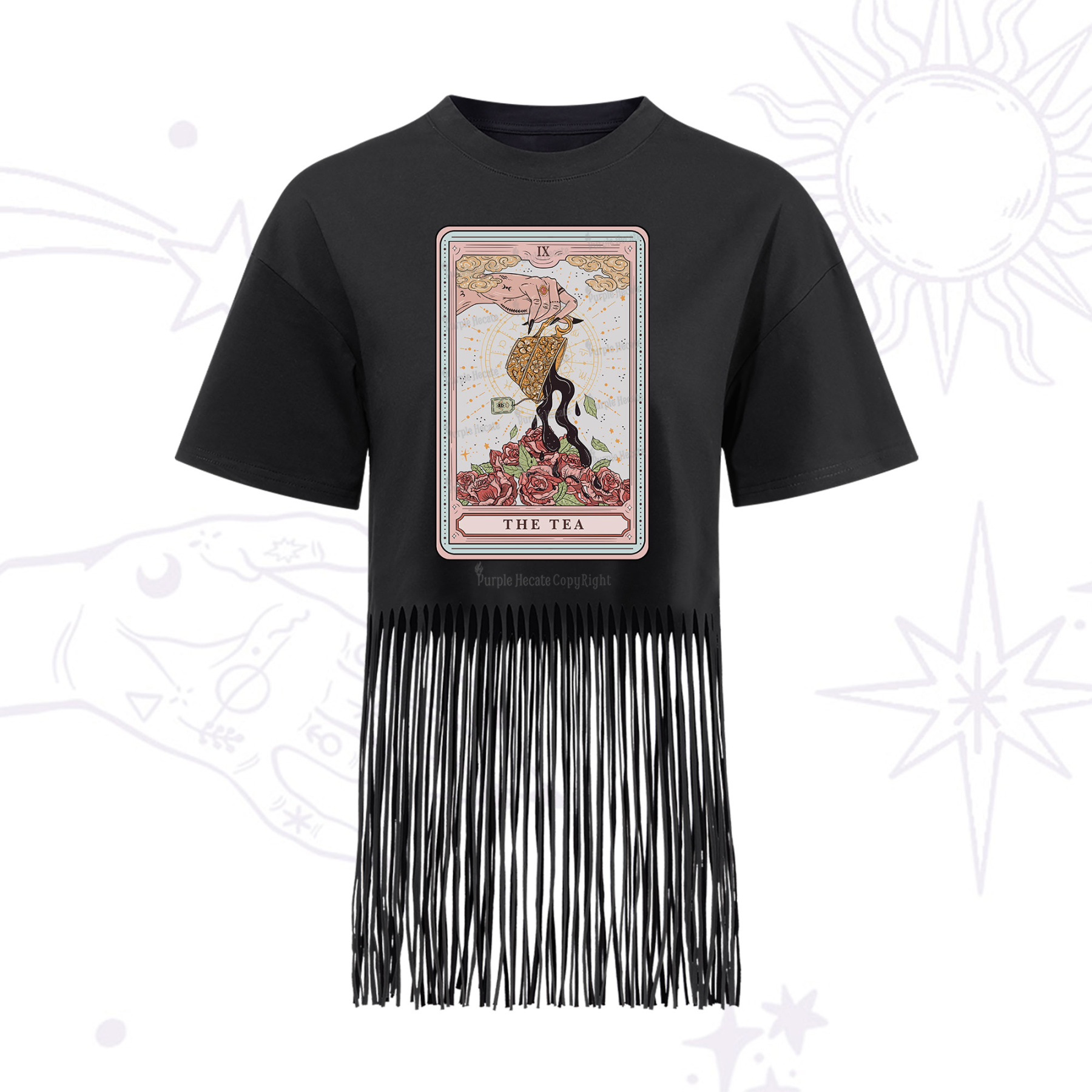 Purplehecate The Tea Food Tarot Fringe Hem T-Shirt