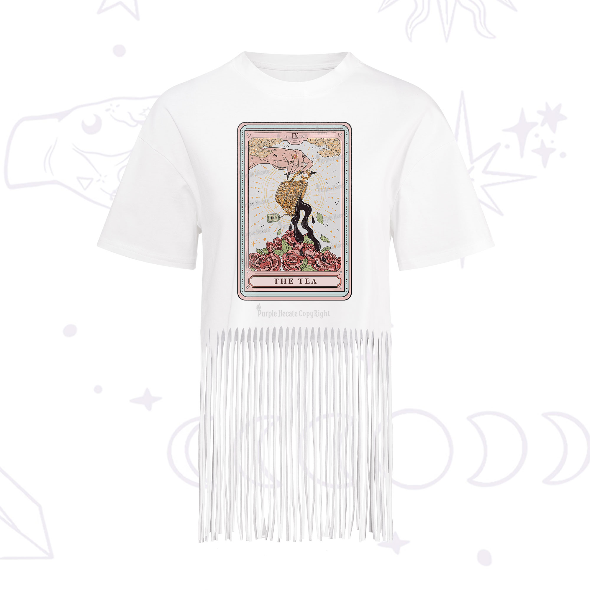 Purplehecate The Tea Food Tarot Fringe Hem T-Shirt