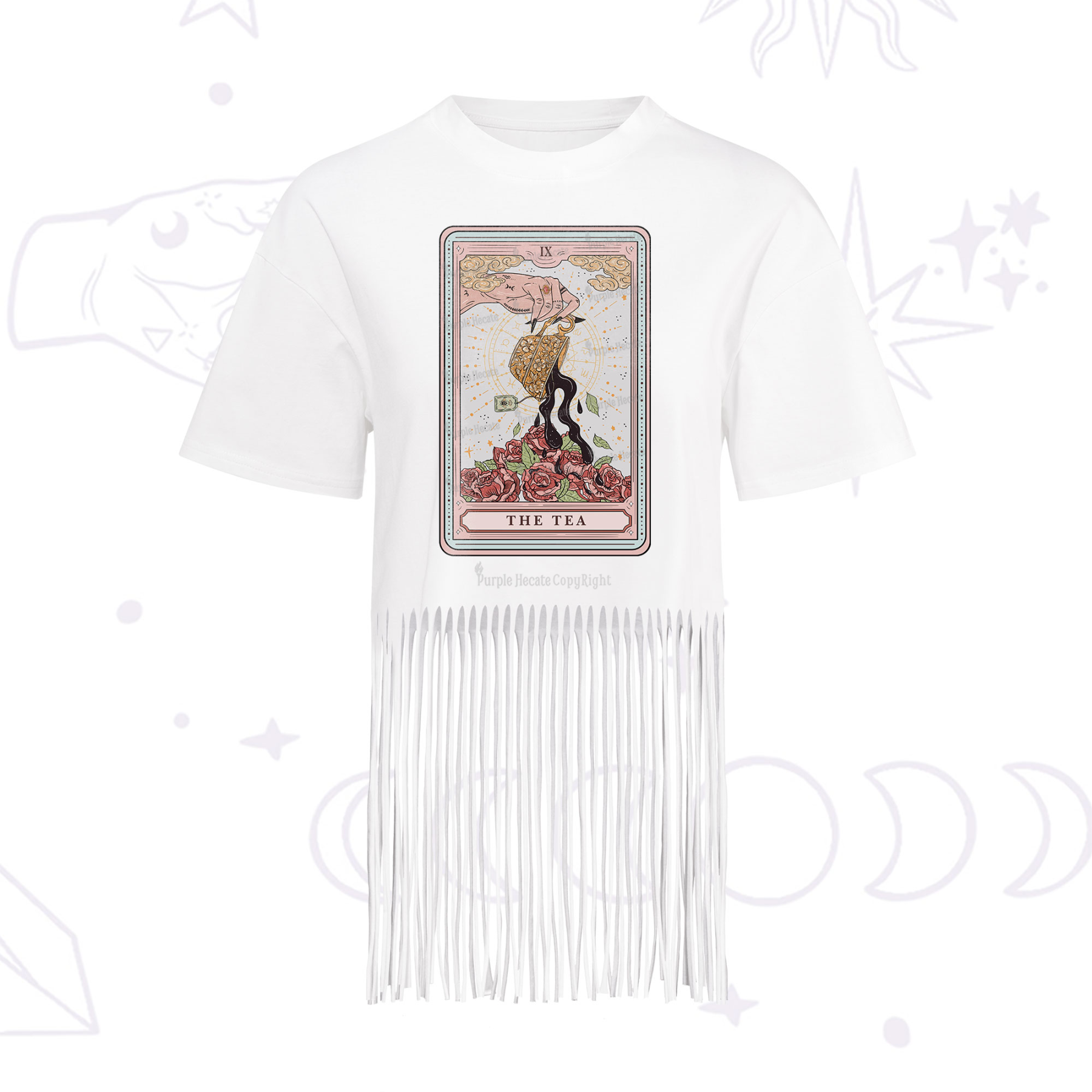 Purplehecate The Tea Food Tarot Fringe Hem T-Shirt