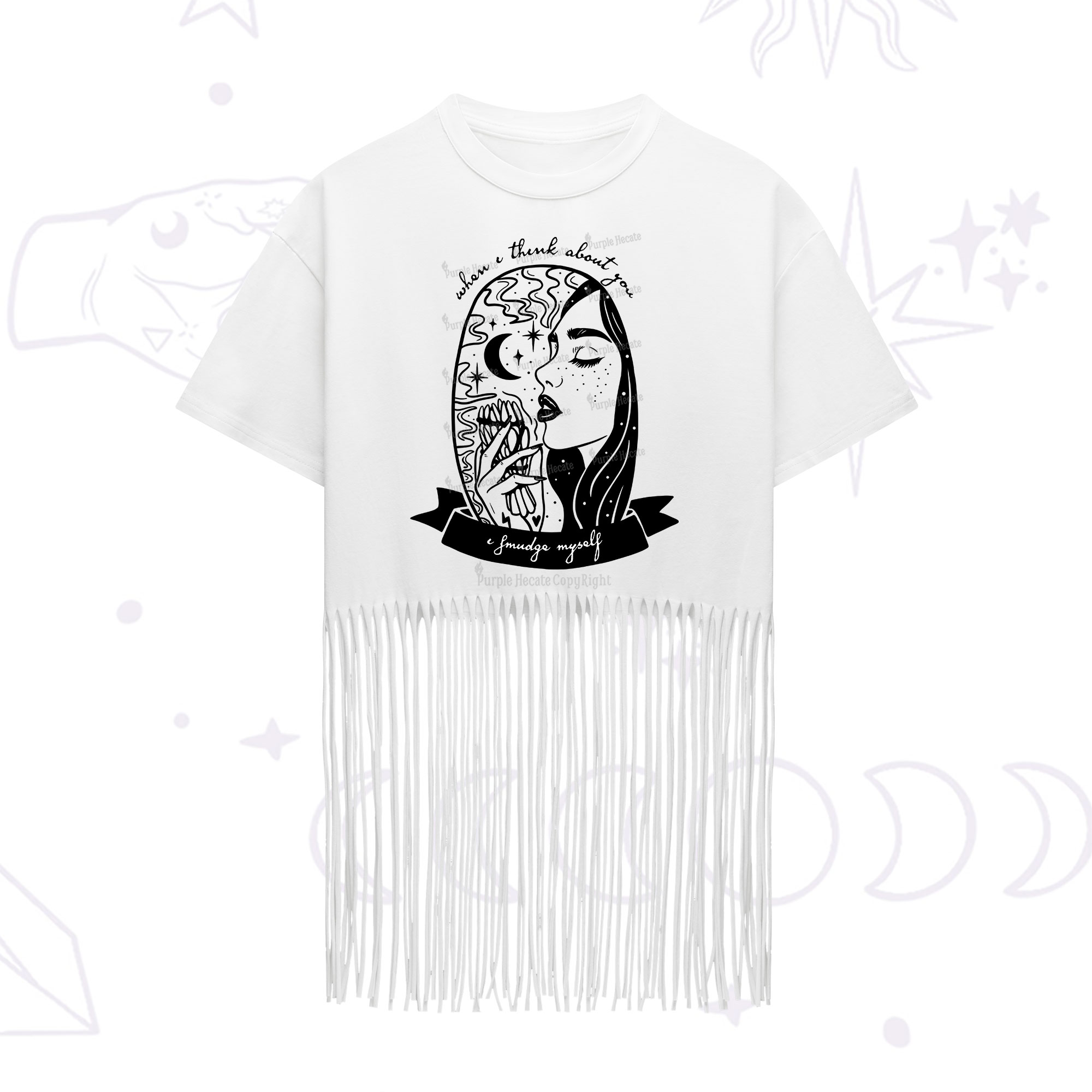 Purplehecate When I Think About You I Smudge Myself Fringe Hem T-Shirt