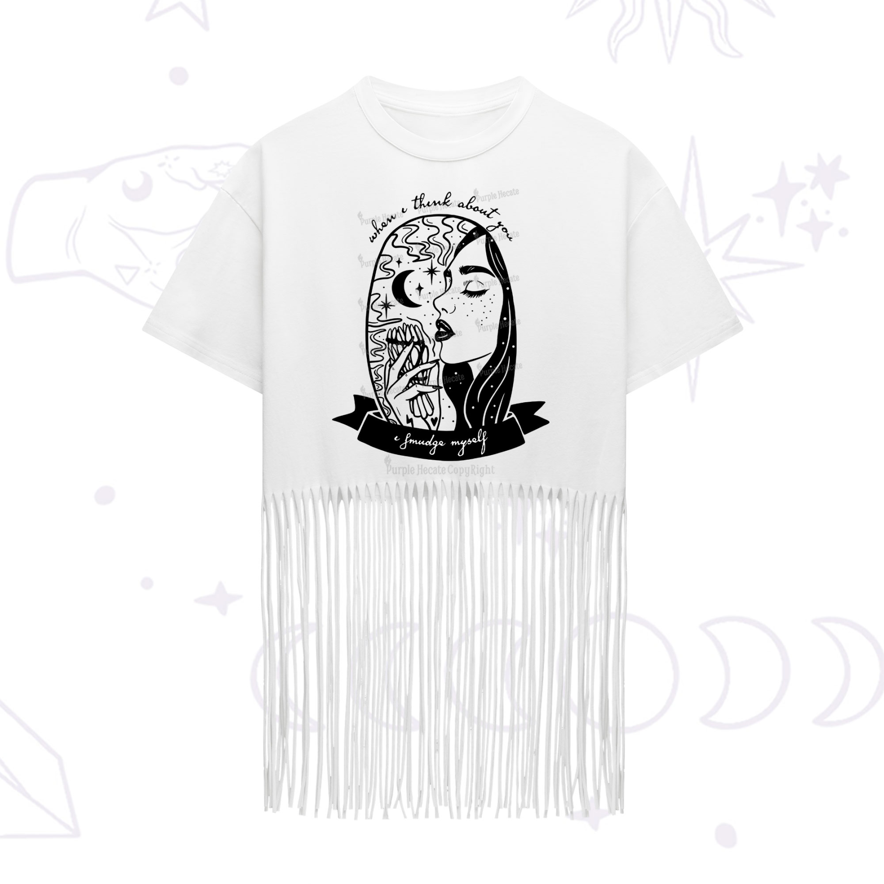 Purplehecate When I Think About You I Smudge Myself Fringe Hem T-Shirt