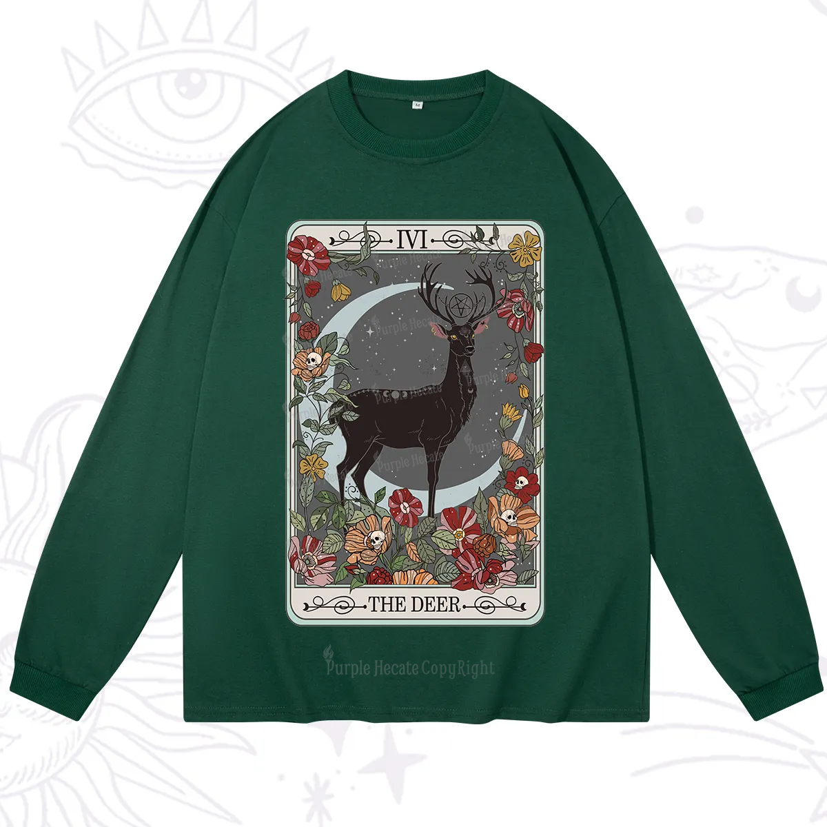 Purplehecate The Deer Tarot Long Sleeve T-Shirt