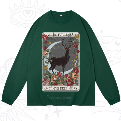 Purplehecate The Deer Tarot Long Sleeve T-Shirt