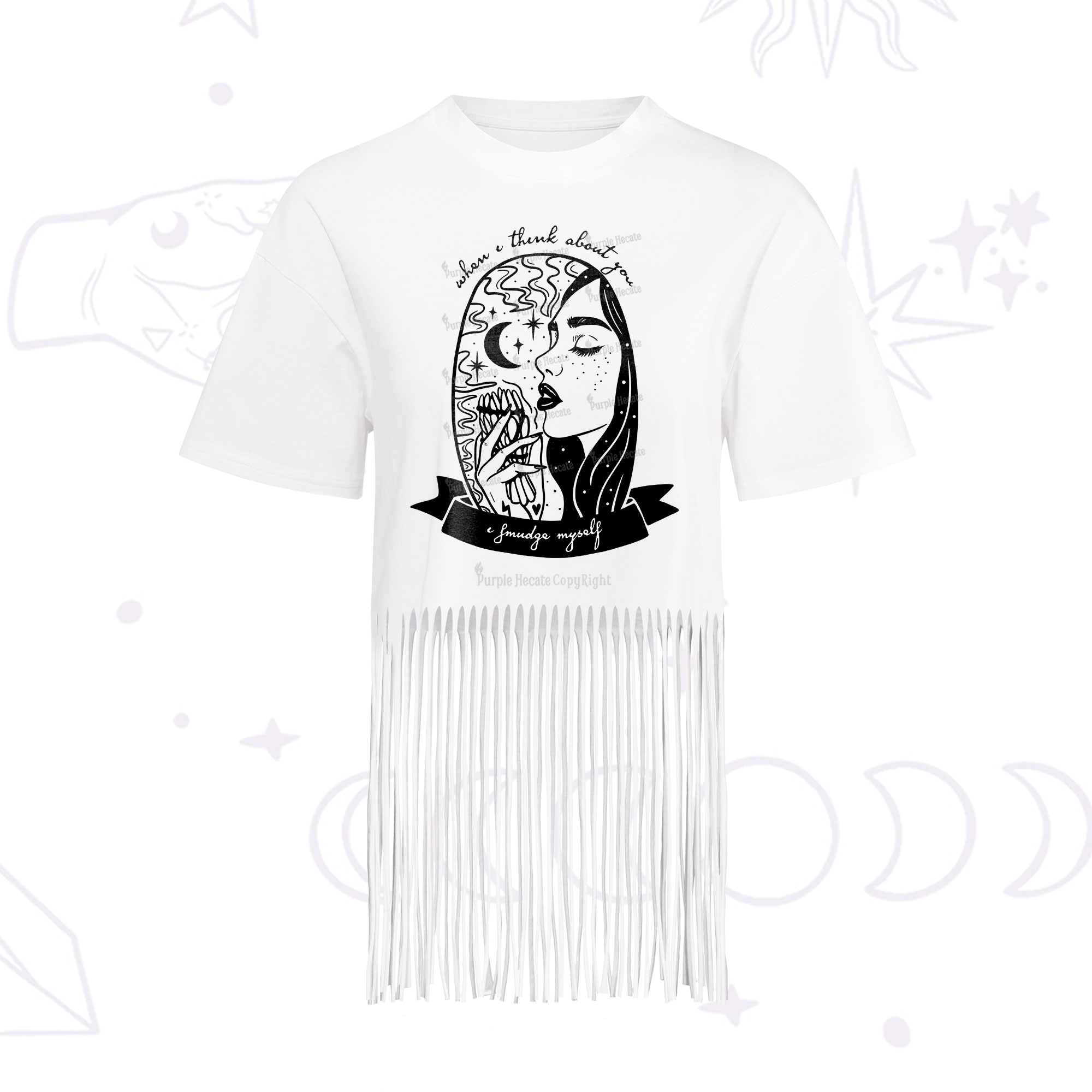 Purplehecate When I Think About You I Smudge Myself Fringe Hem T-Shirt