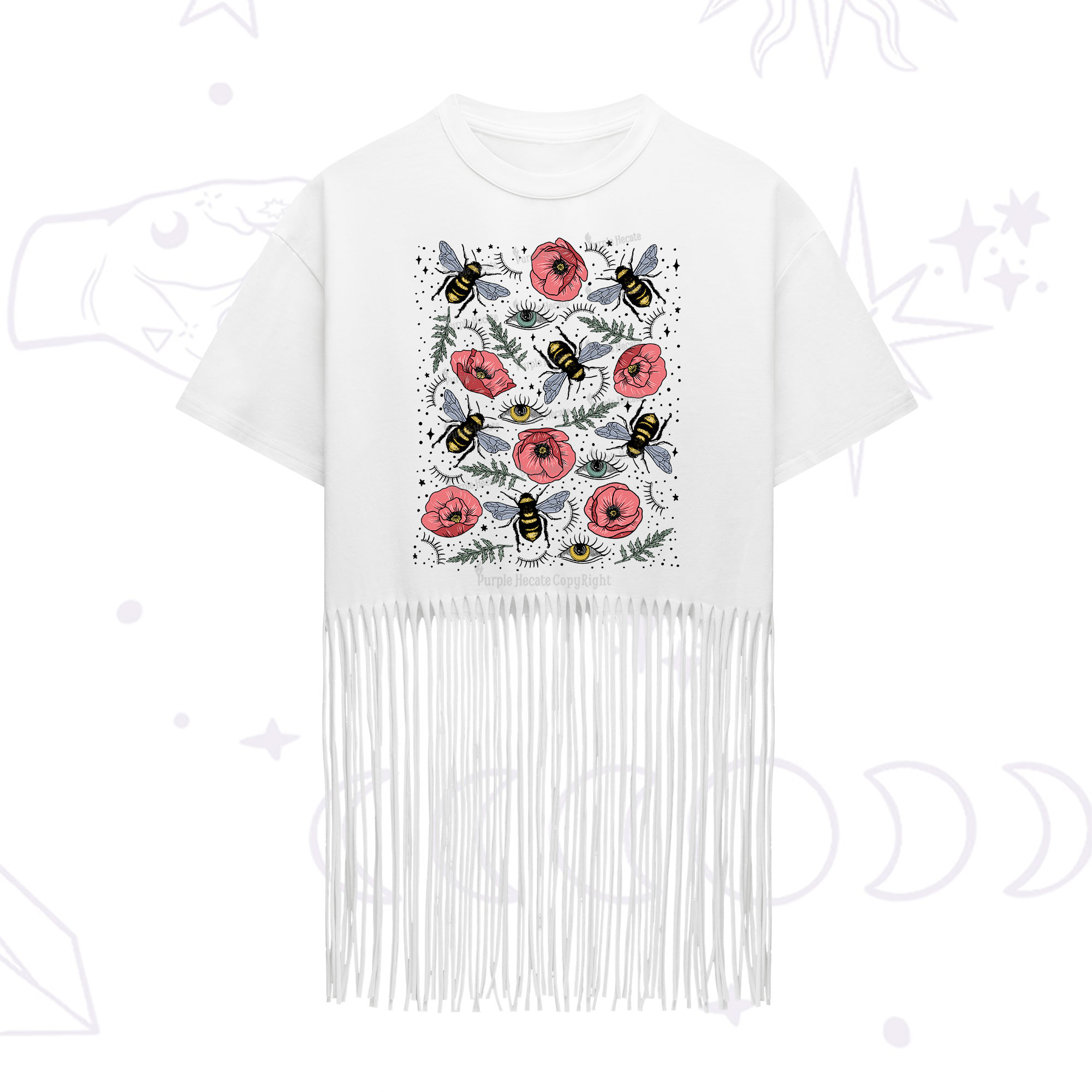 Purplehecate The Bee's Knees Fringe Hem T-Shirt
