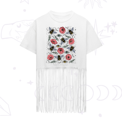 Purplehecate The Bee's Knees Fringe Hem T-Shirt