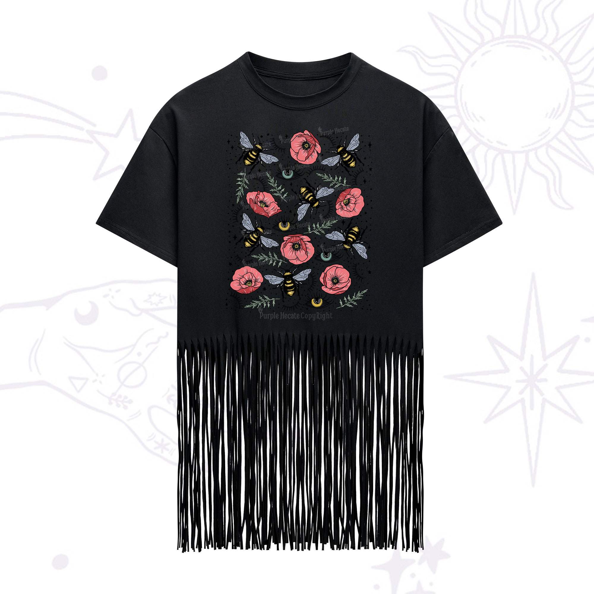 Purplehecate The Bee's Knees Fringe Hem T-Shirt