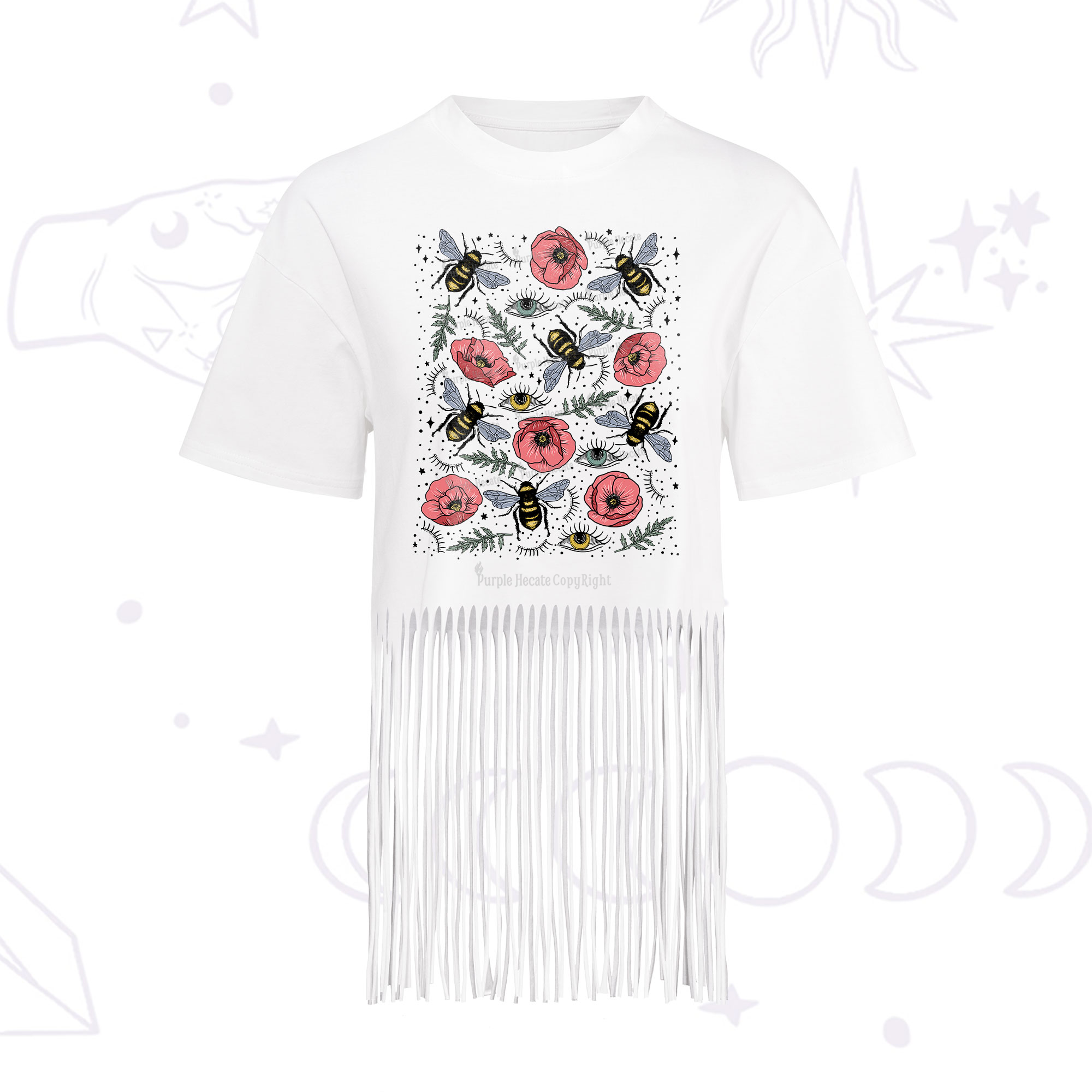 Purplehecate The Bee's Knees Fringe Hem T-Shirt