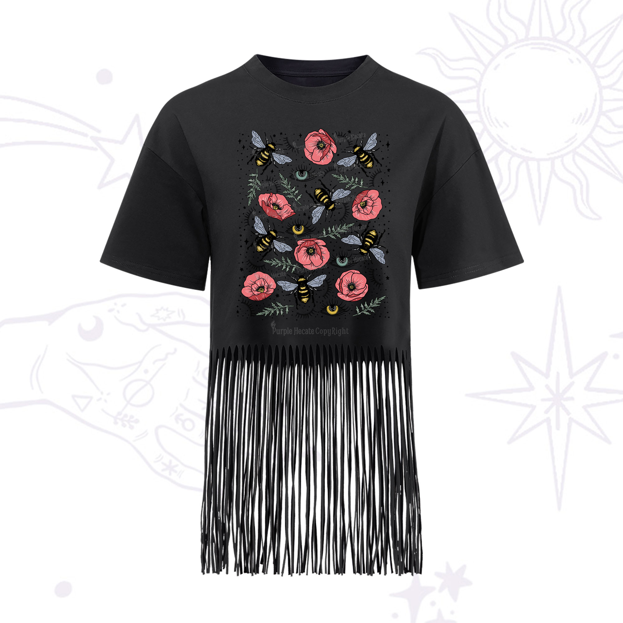 Purplehecate The Bee's Knees Fringe Hem T-Shirt