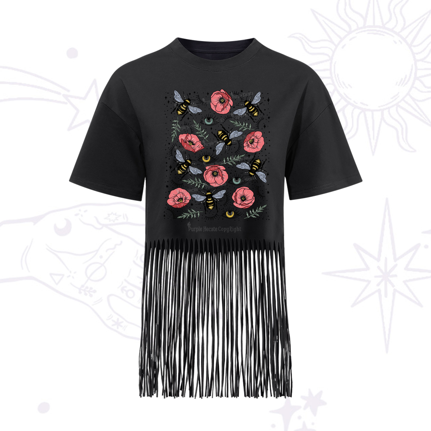 Purplehecate The Bee's Knees Fringe Hem T-Shirt