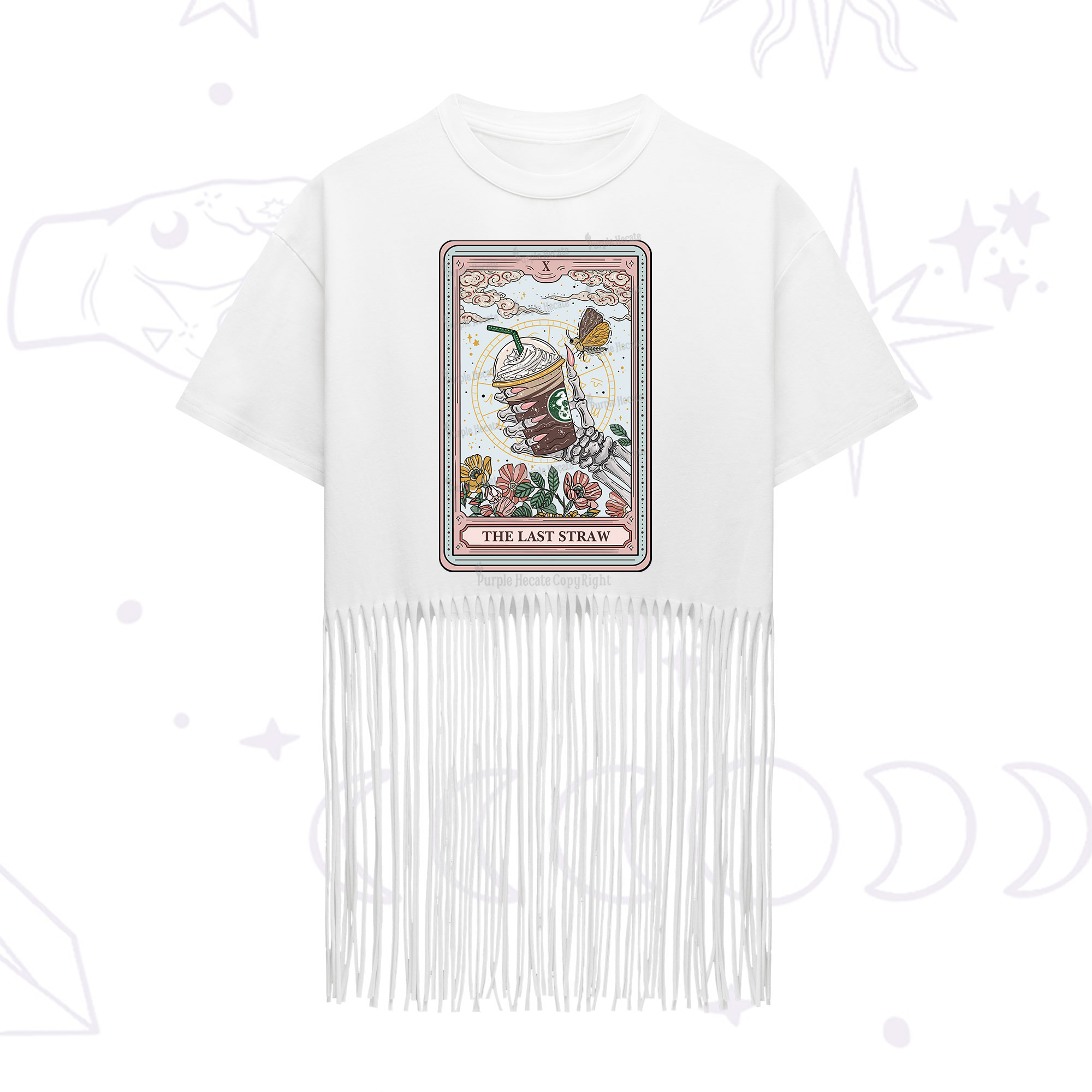 Purplehecate The Last Straw Tarot Fringe Hem T-Shirt