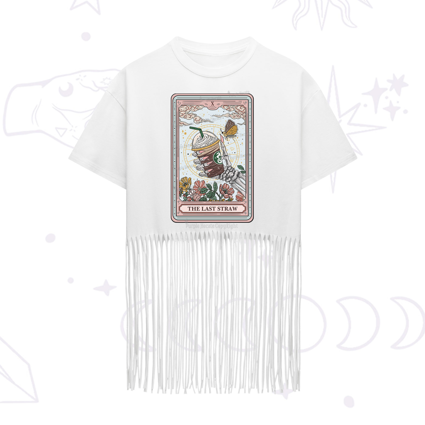 Purplehecate The Last Straw Tarot Fringe Hem T-Shirt