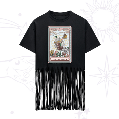 Purplehecate The Last Straw Tarot Fringe Hem T-Shirt