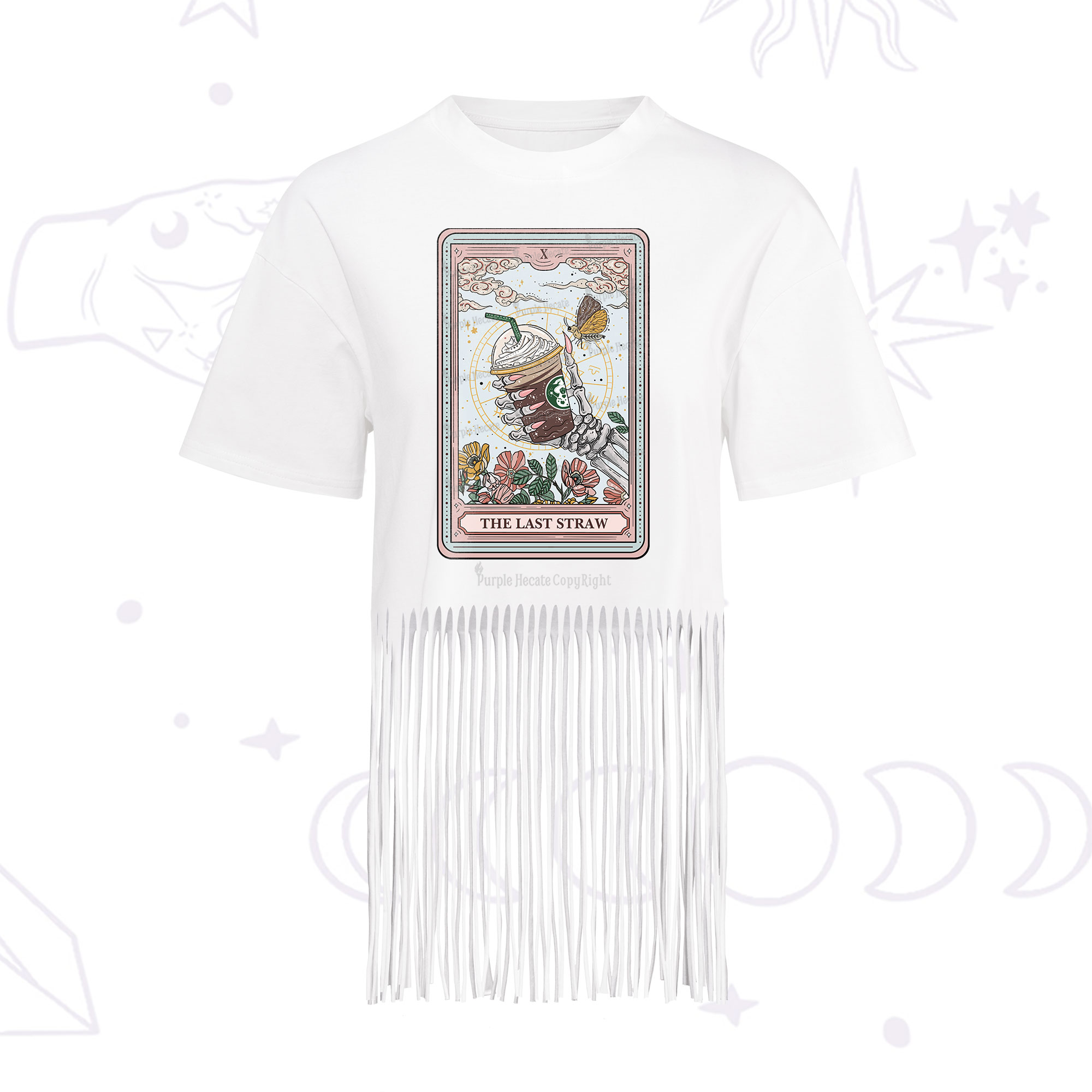 Purplehecate The Last Straw Tarot Fringe Hem T-Shirt