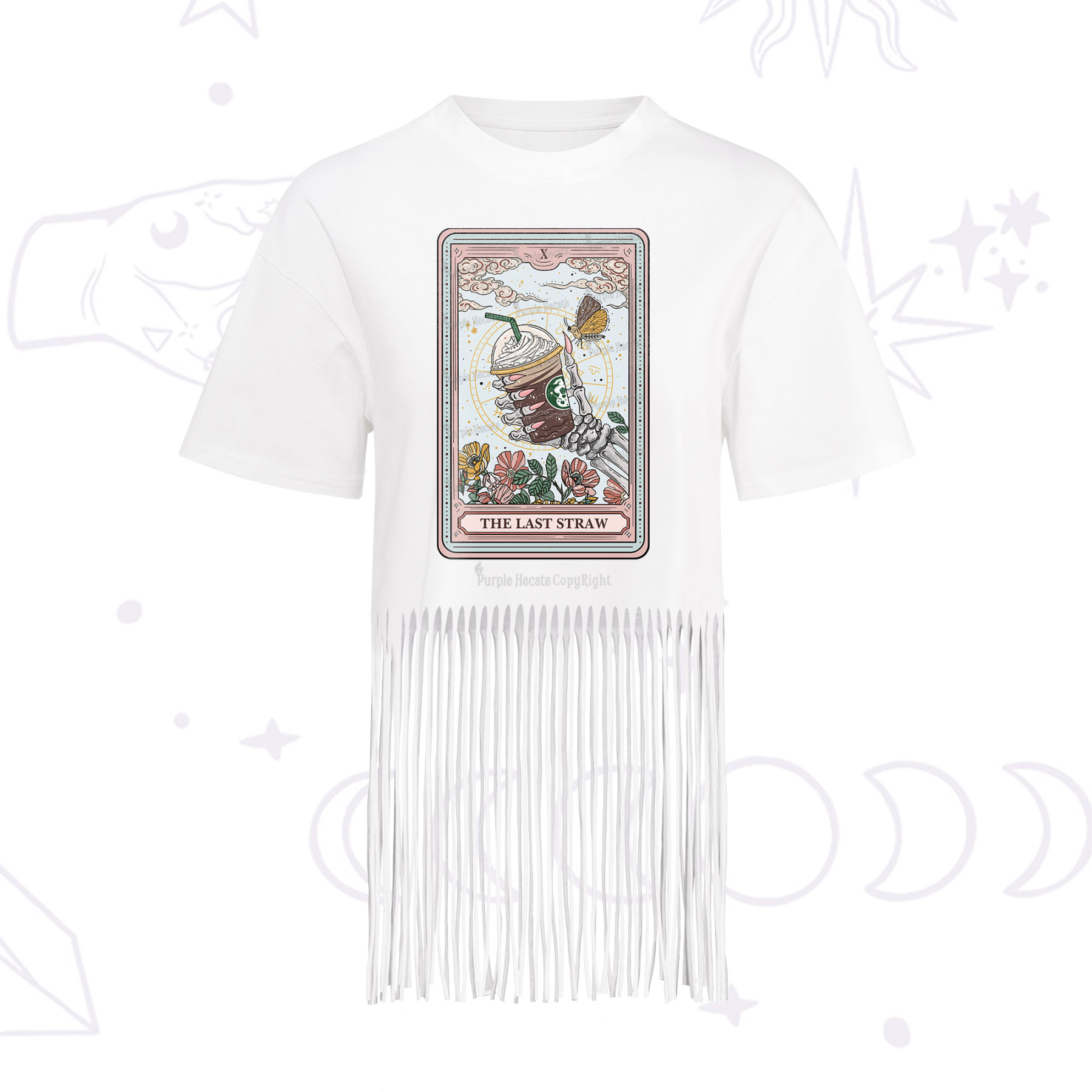 Purplehecate The Last Straw Tarot Fringe Hem T-Shirt