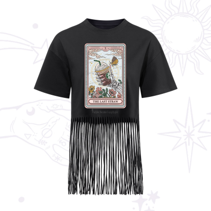 Purplehecate The Last Straw Tarot Fringe Hem T-Shirt