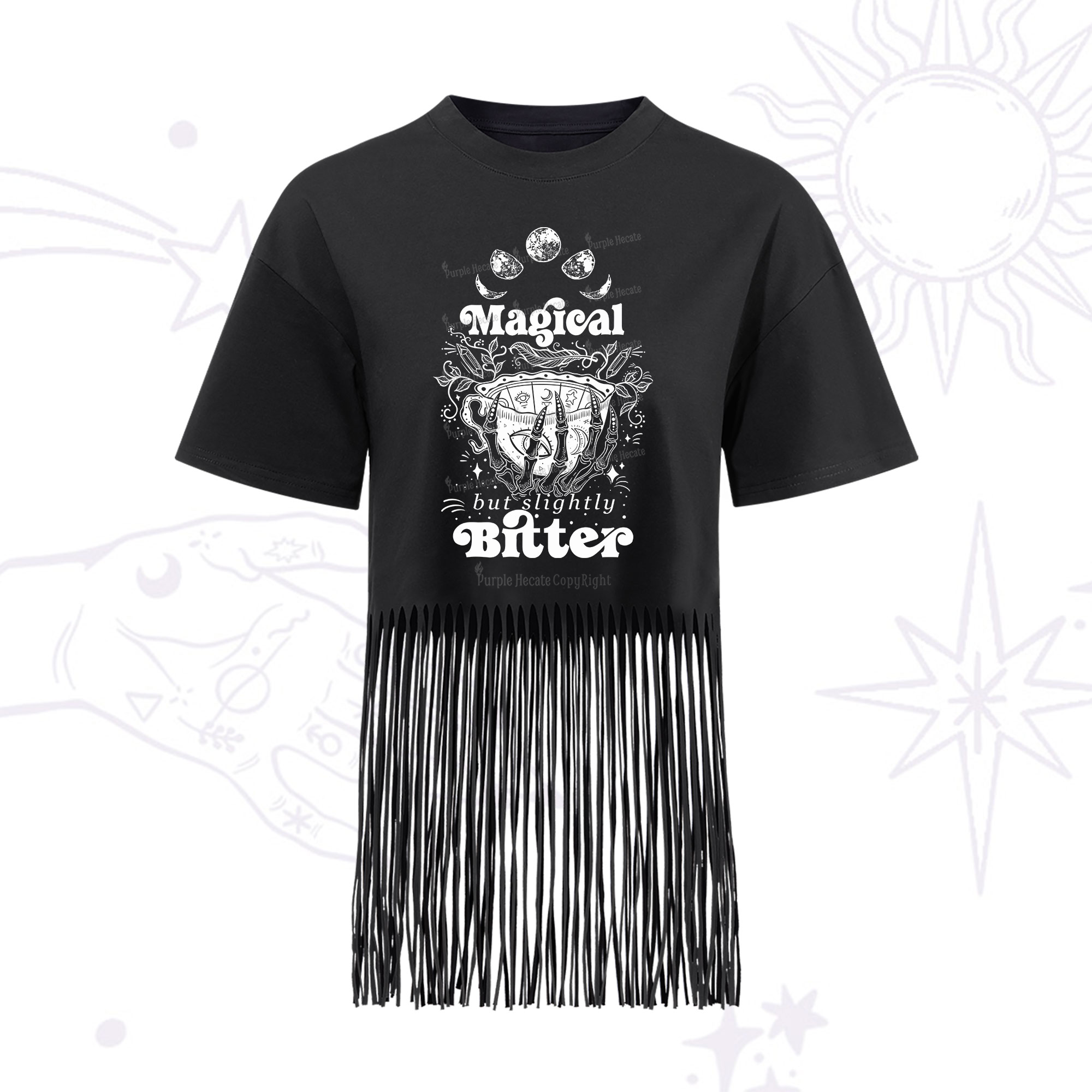 Purplehecate Magical But Slightly Bitter Fringe Hem T-Shirt