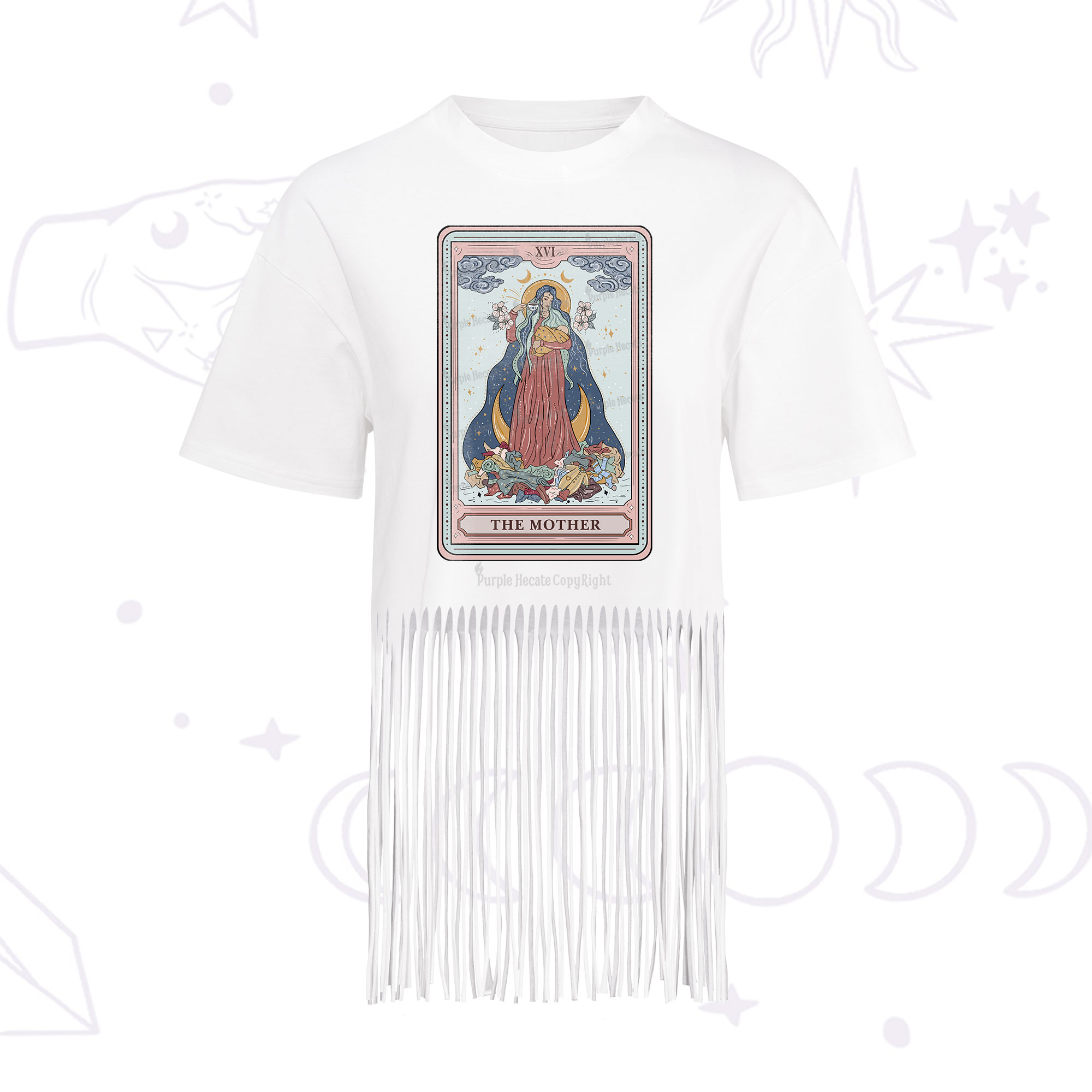 Purplehecate The Mother Tarot Fringe Hem T-Shirt