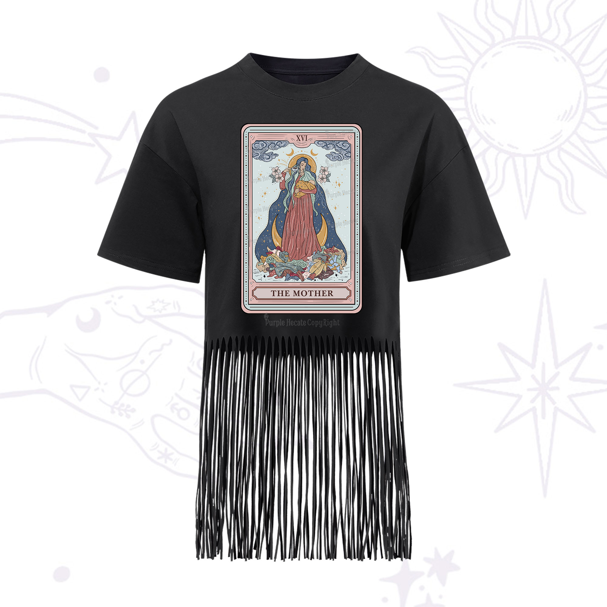 Purplehecate The Mother Tarot Fringe Hem T-Shirt