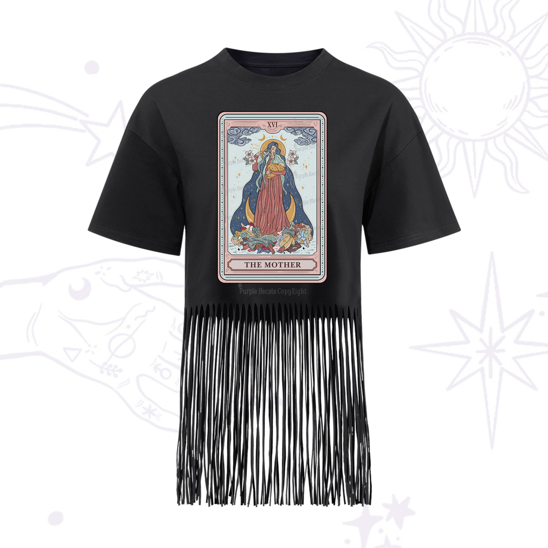 Purplehecate The Mother Tarot Fringe Hem T-Shirt