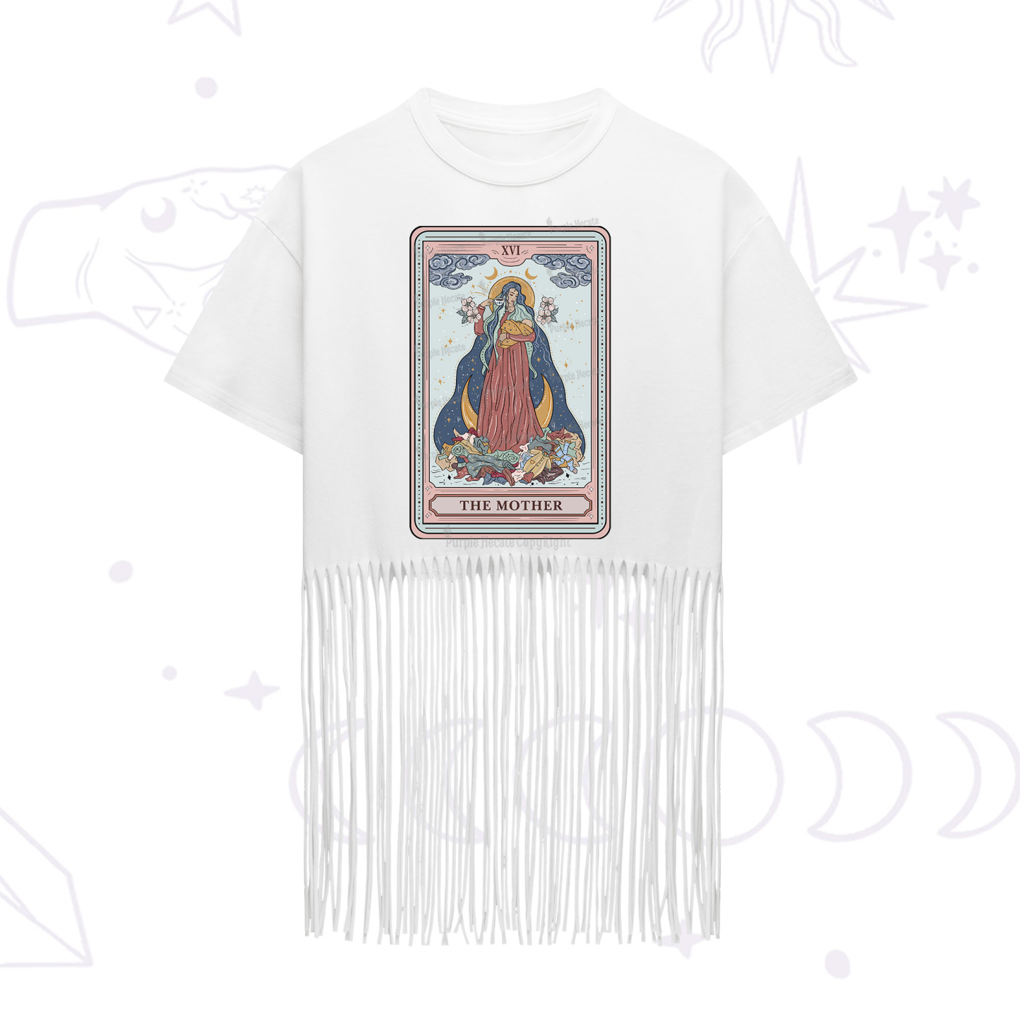 Purplehecate The Mother Tarot Fringe Hem T-Shirt