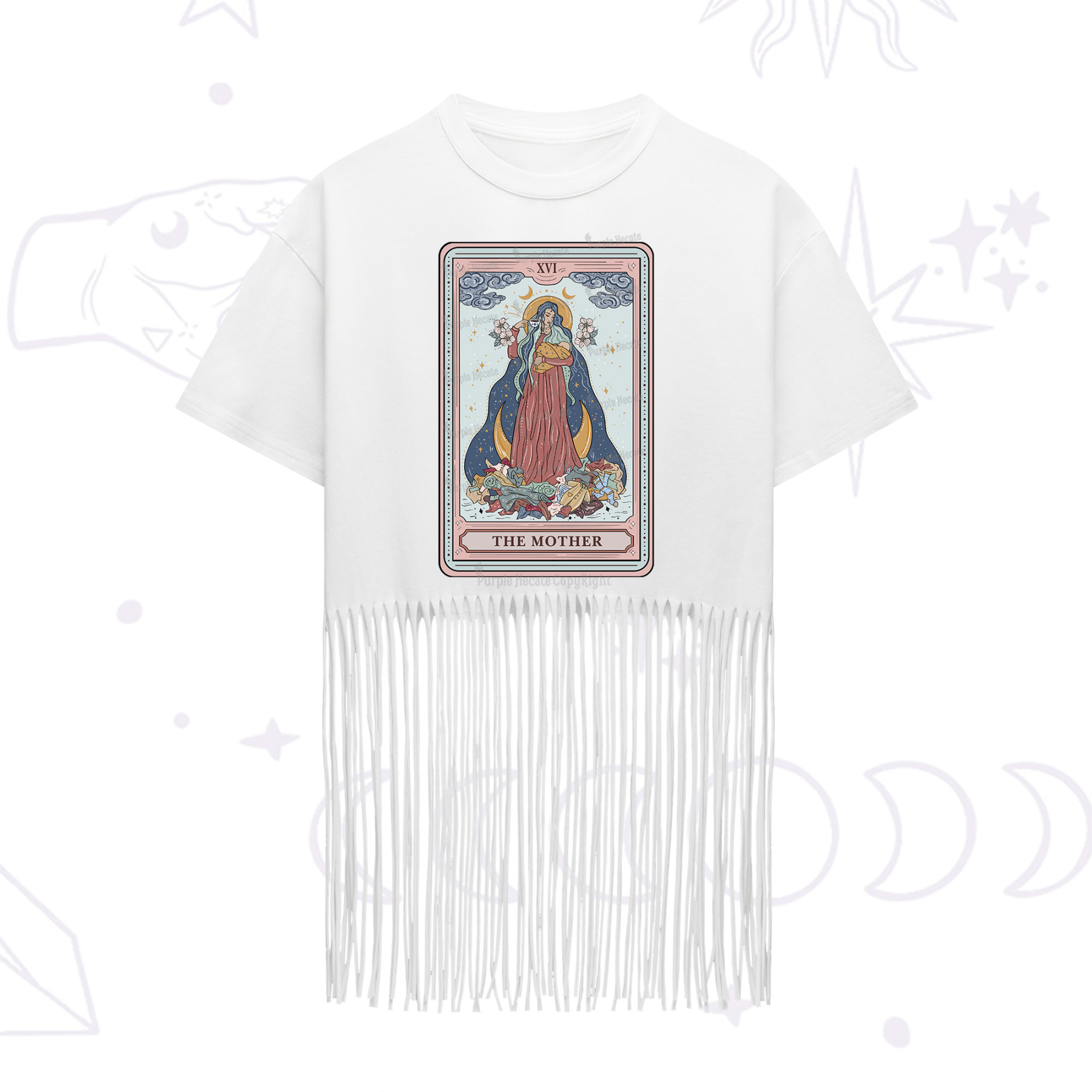 Purplehecate The Mother Tarot Fringe Hem T-Shirt