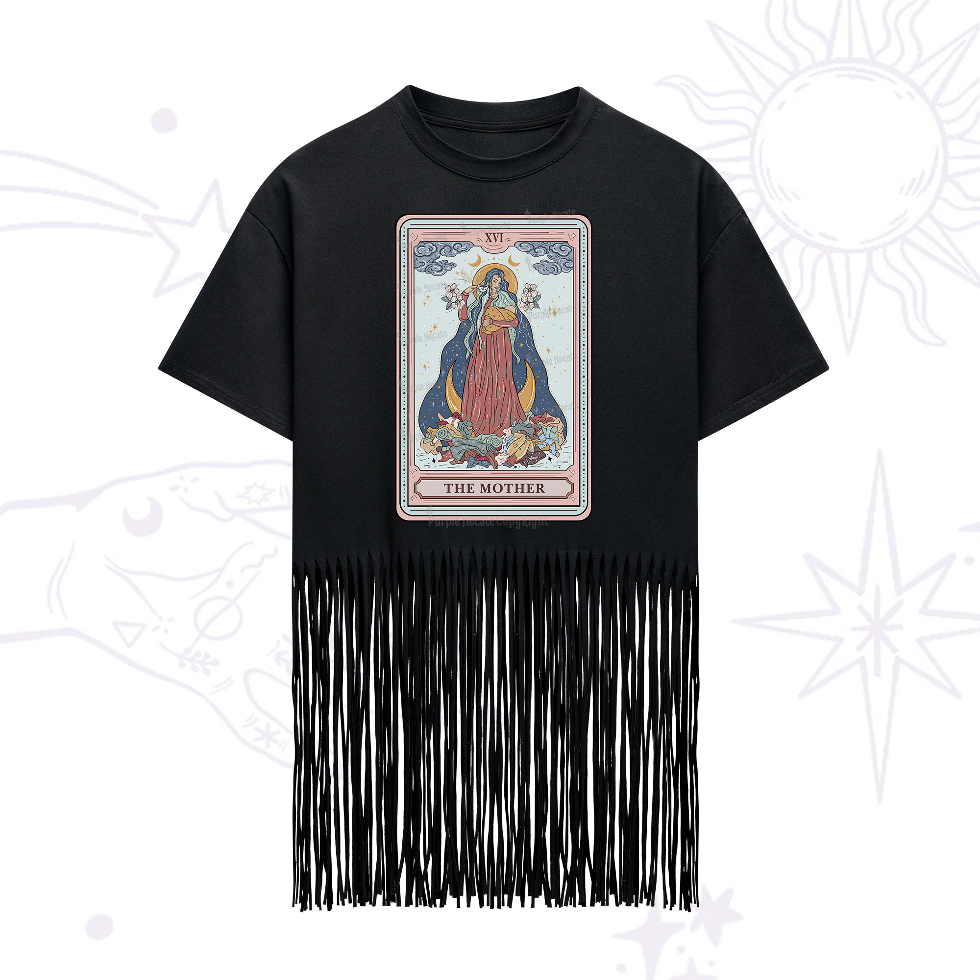 Purplehecate The Mother Tarot Fringe Hem T-Shirt