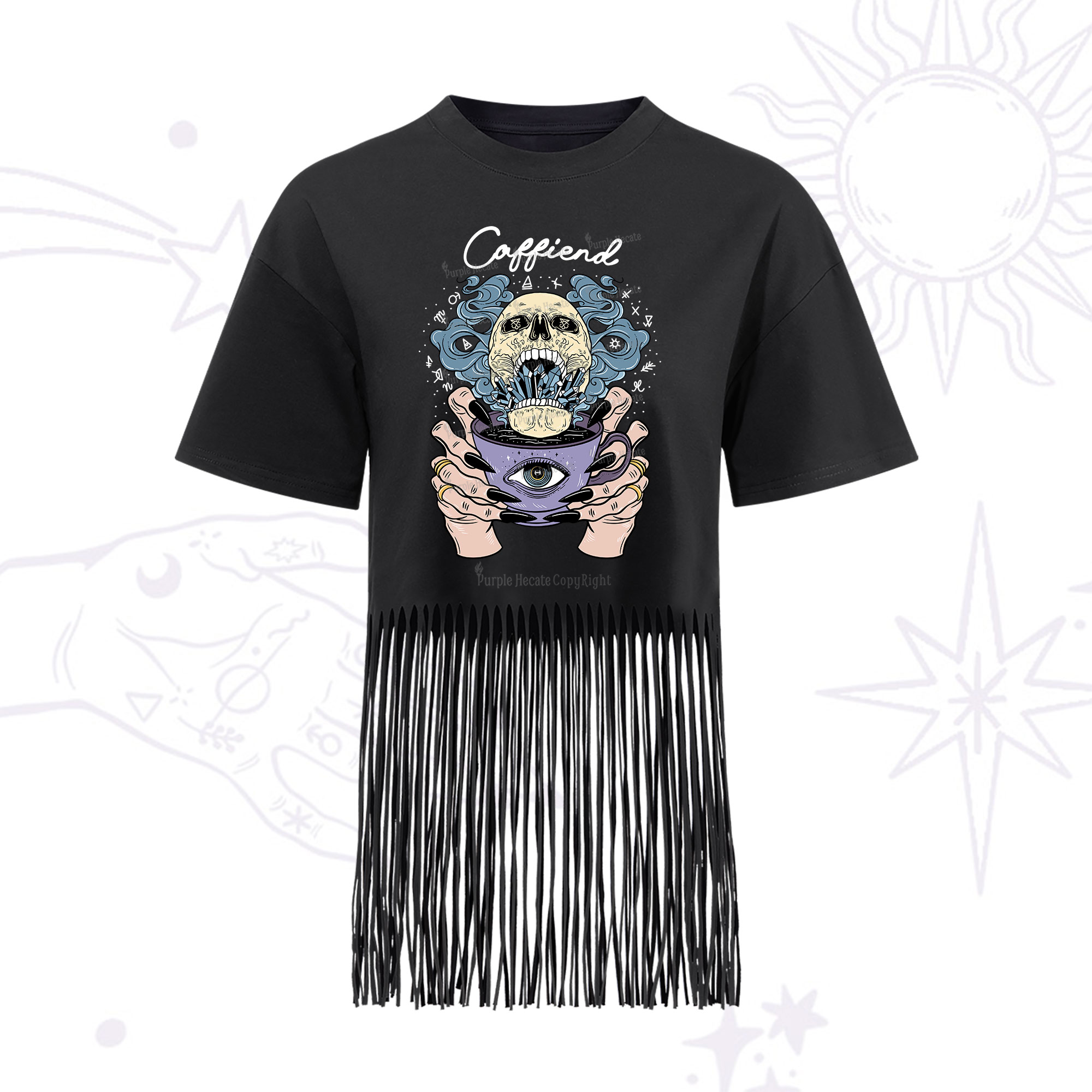 Purplehecate Caffiend Fringe Hem T-Shirt