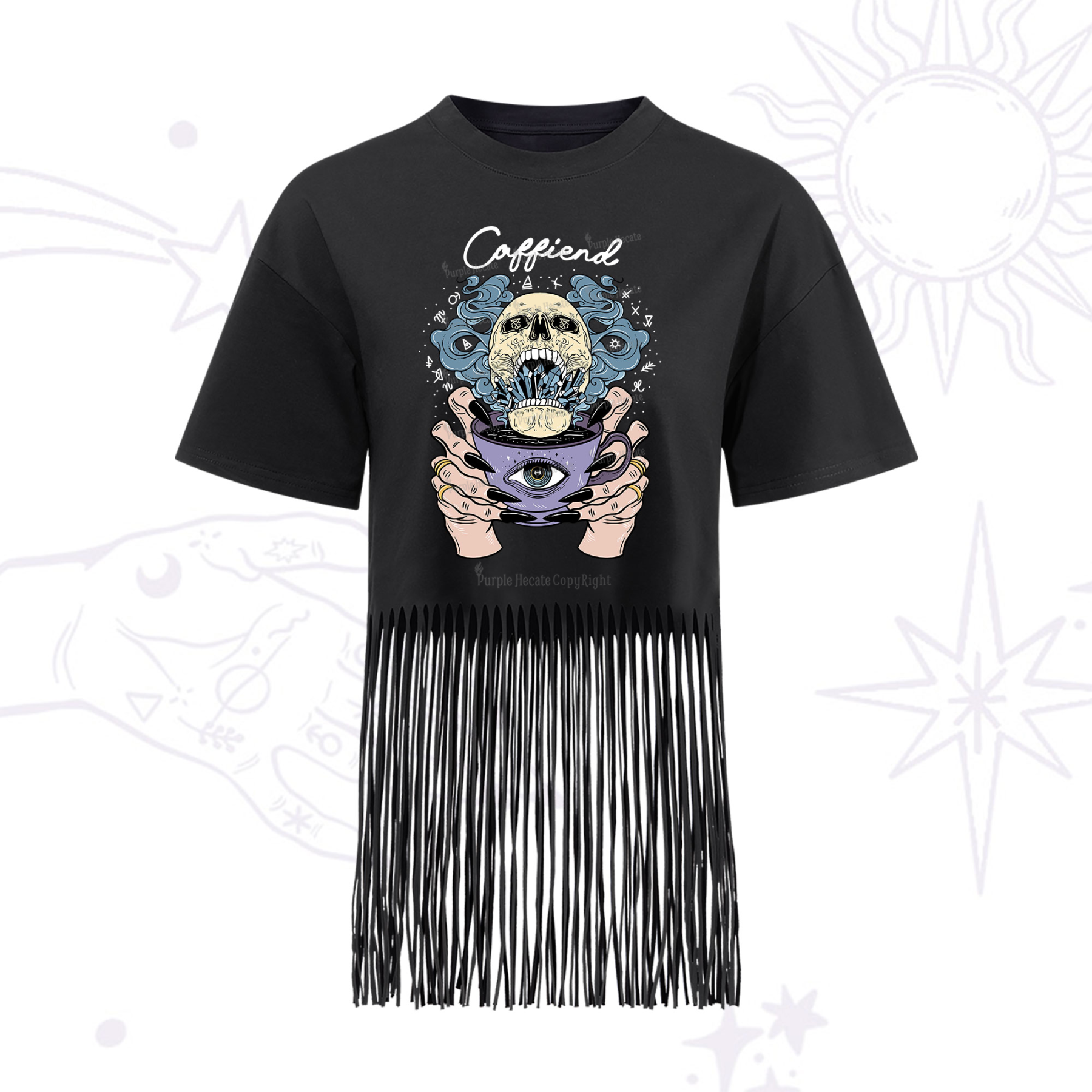 Purplehecate Caffiend Fringe Hem T-Shirt