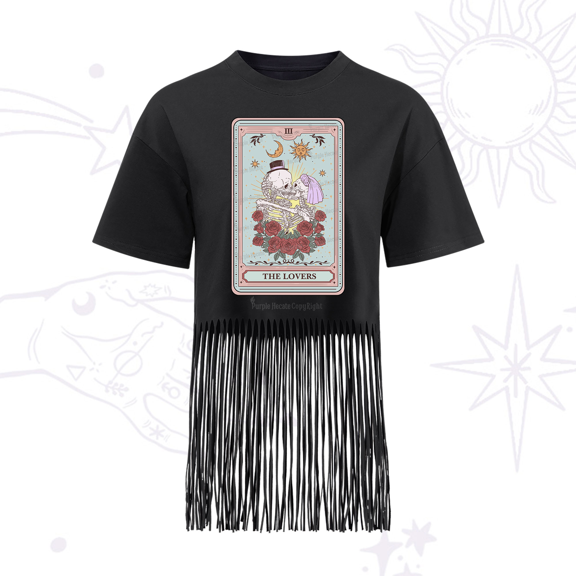 Purplehecate The Lovers Tarot Fringe Hem T-Shirt