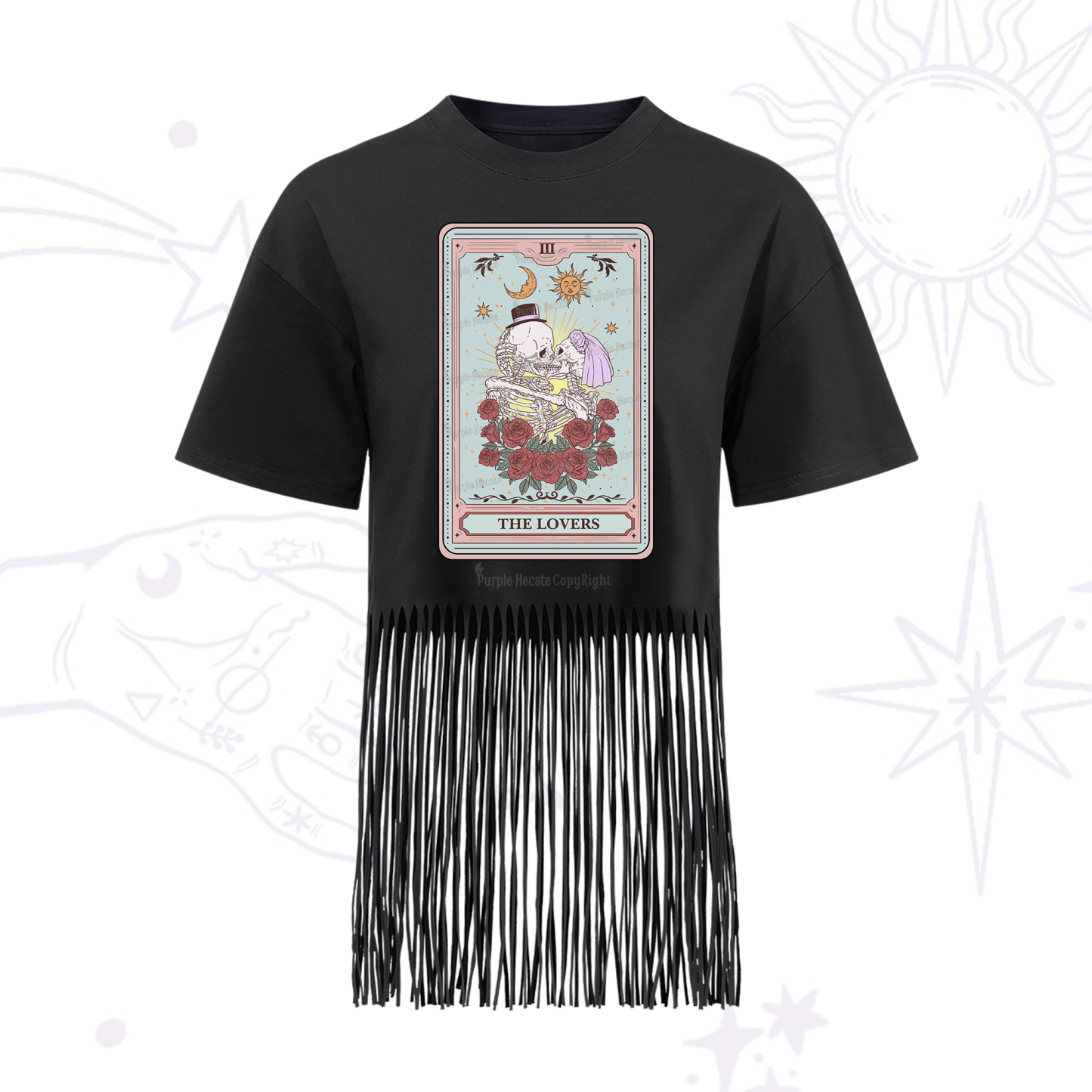 Purplehecate The Lovers Tarot Fringe Hem T-Shirt